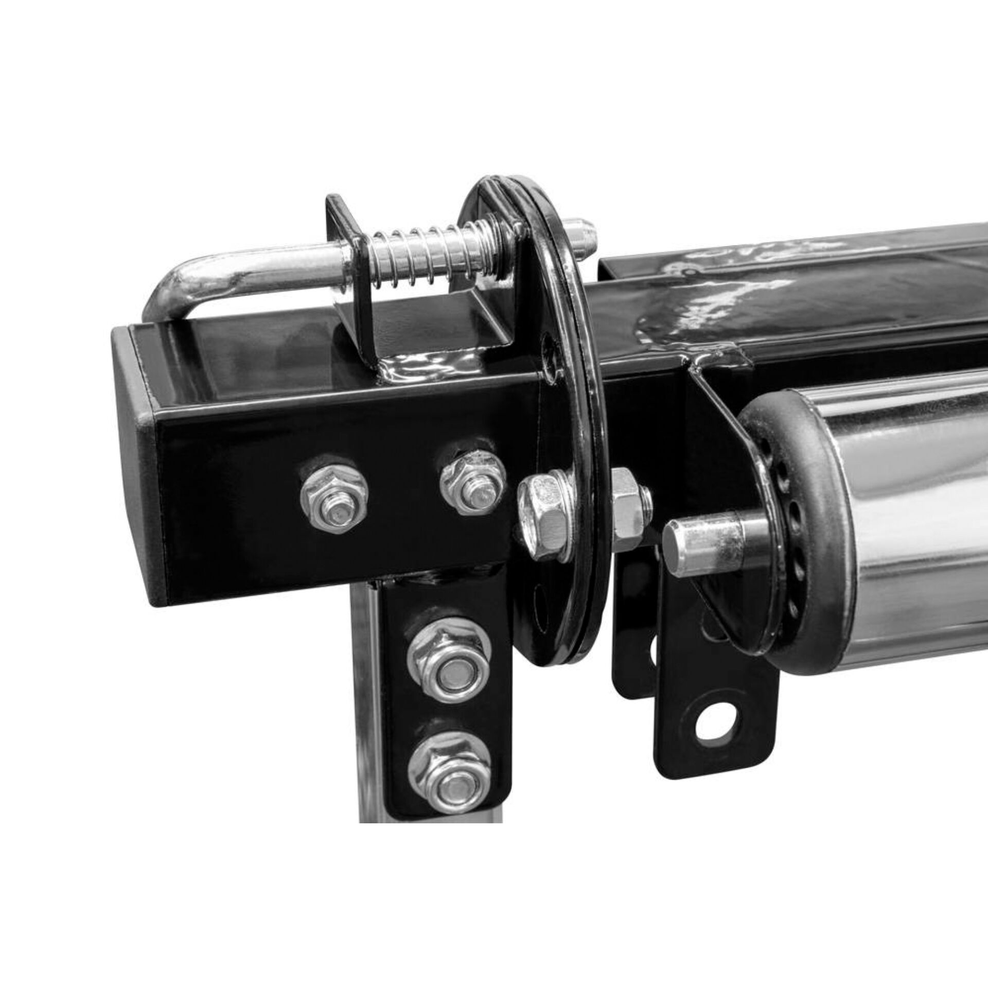 Rollenhalter, Metallbeschlag, Stahlkonstruktion, Schwarz-silbern, Schraubverbindung