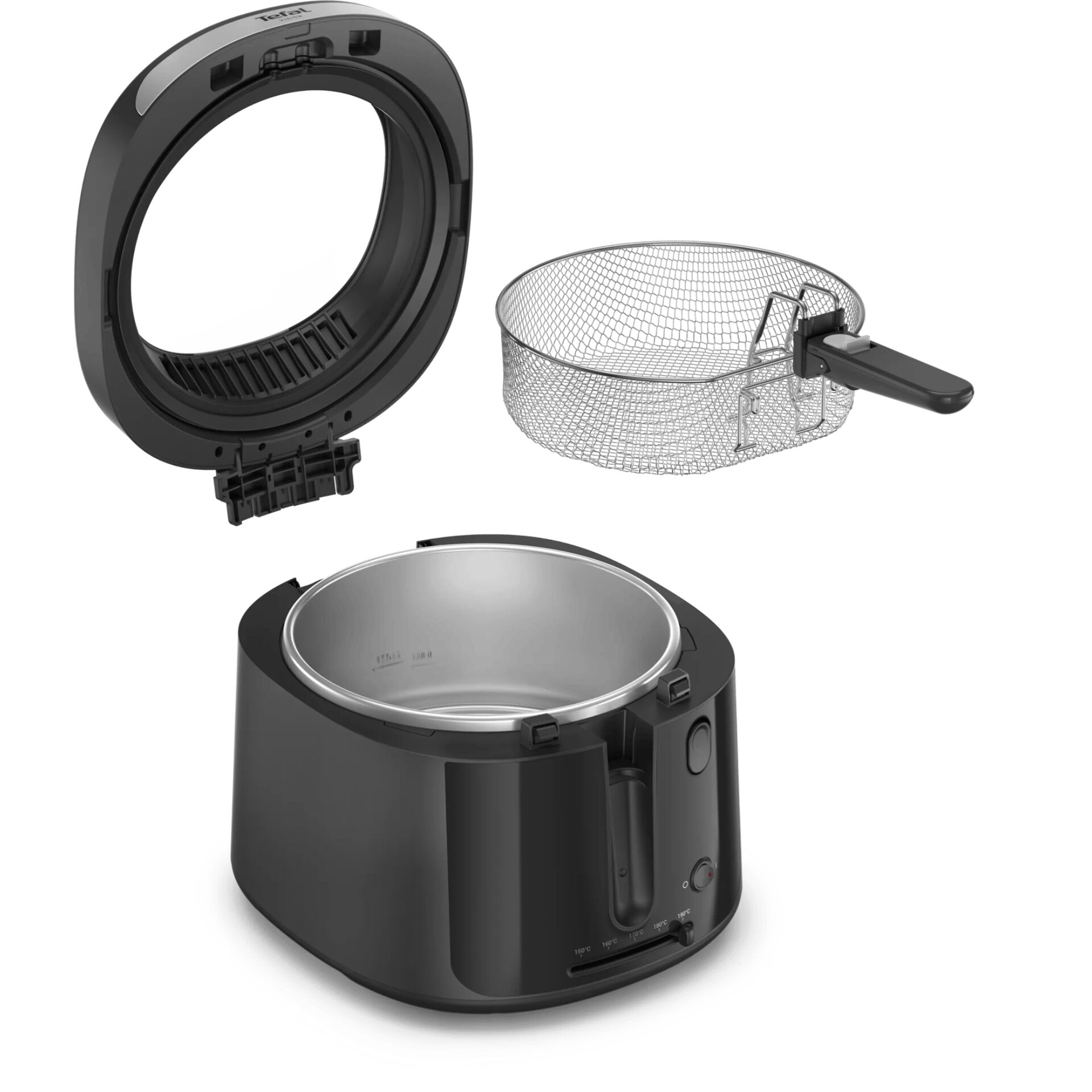 Air Fryer Basket, Removable Basket, Non-stick Inner, Lid Ring, Deep Fryer Pot