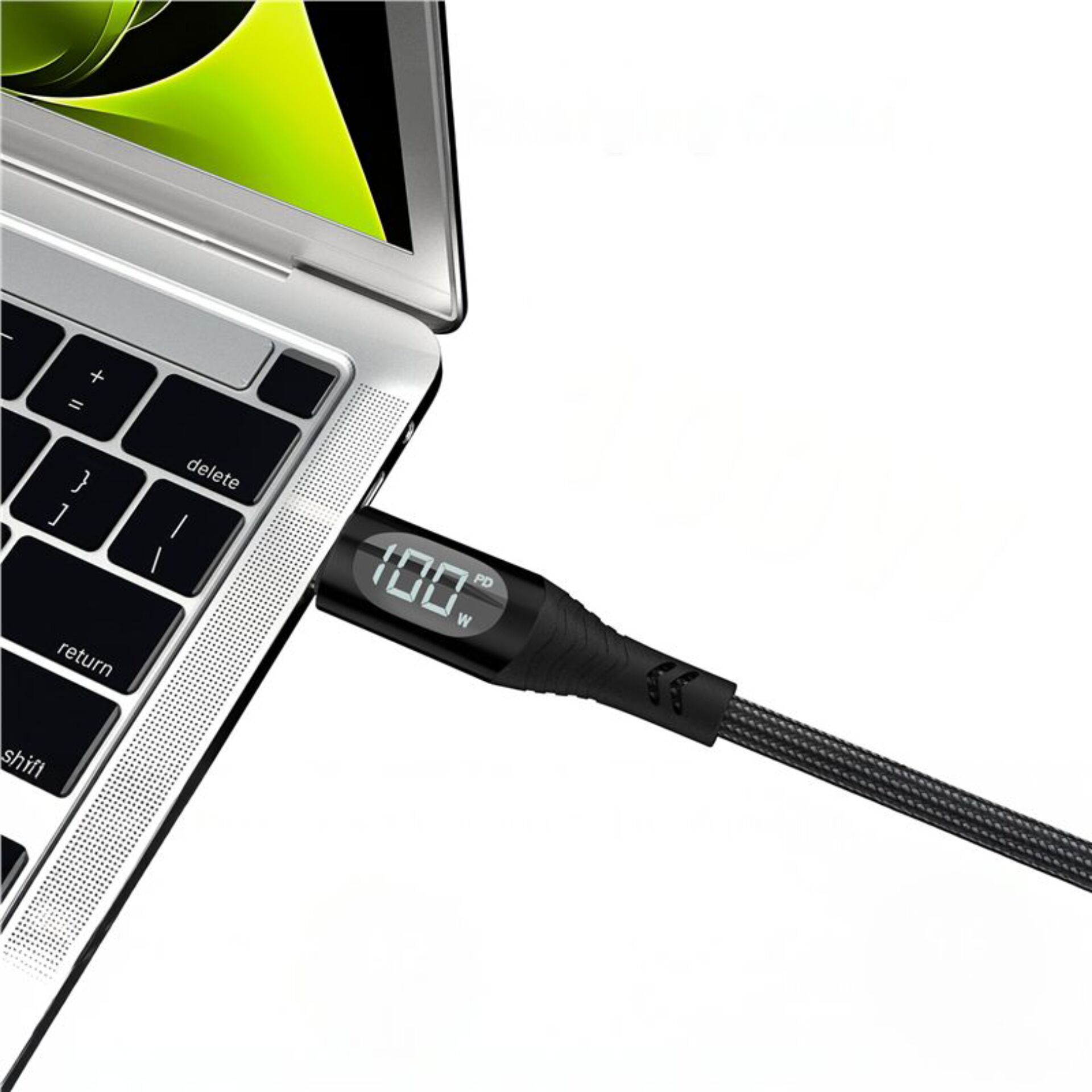 Laptop, USB-C, Ladegerät, Strommessgerät, Flachkabel