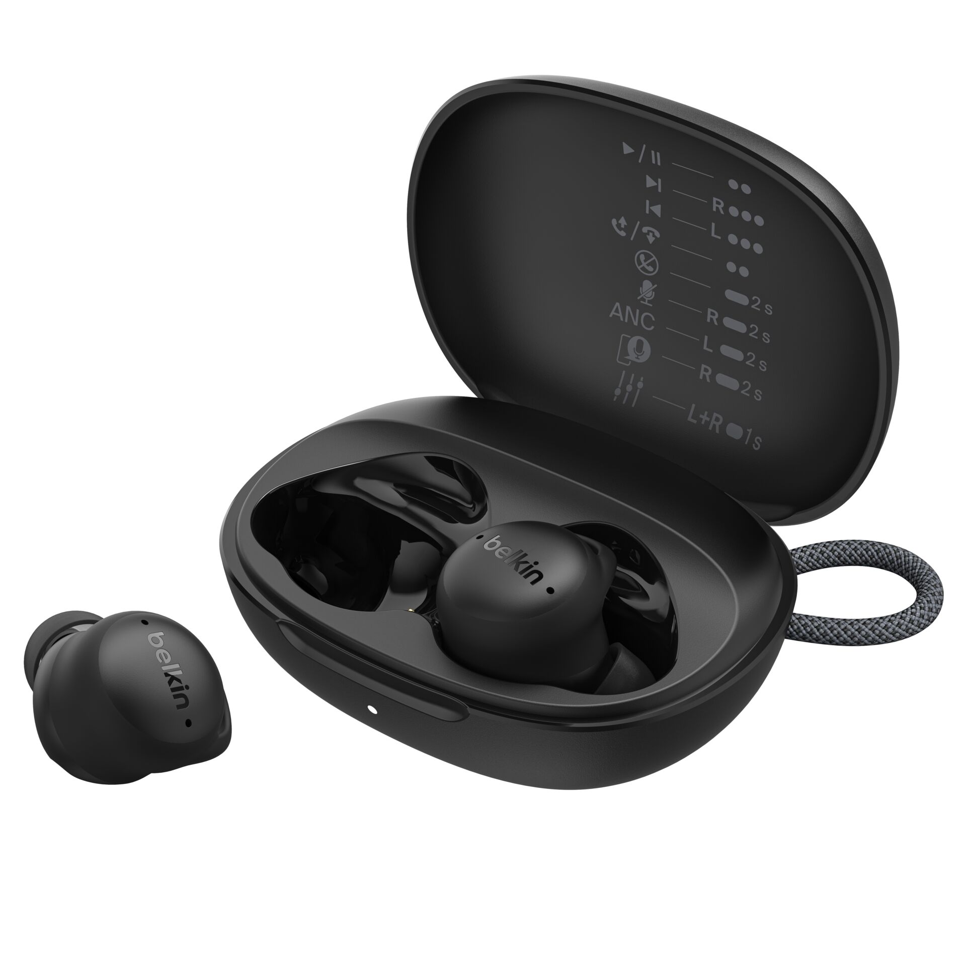 Kopfhörer, In-Ear, Bluetooth, Schwarz, Ladecase