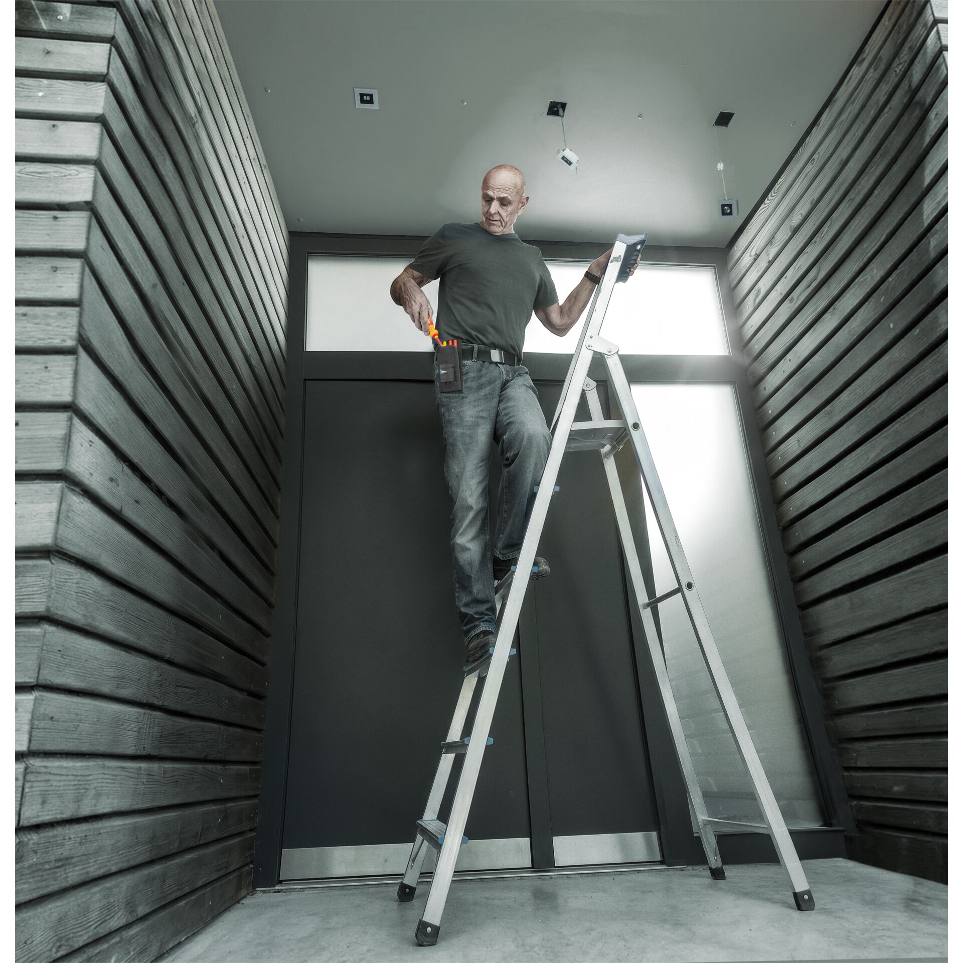 Stehleiter, Handwerk, Arbeiter, Werkstatt, Werkzeug