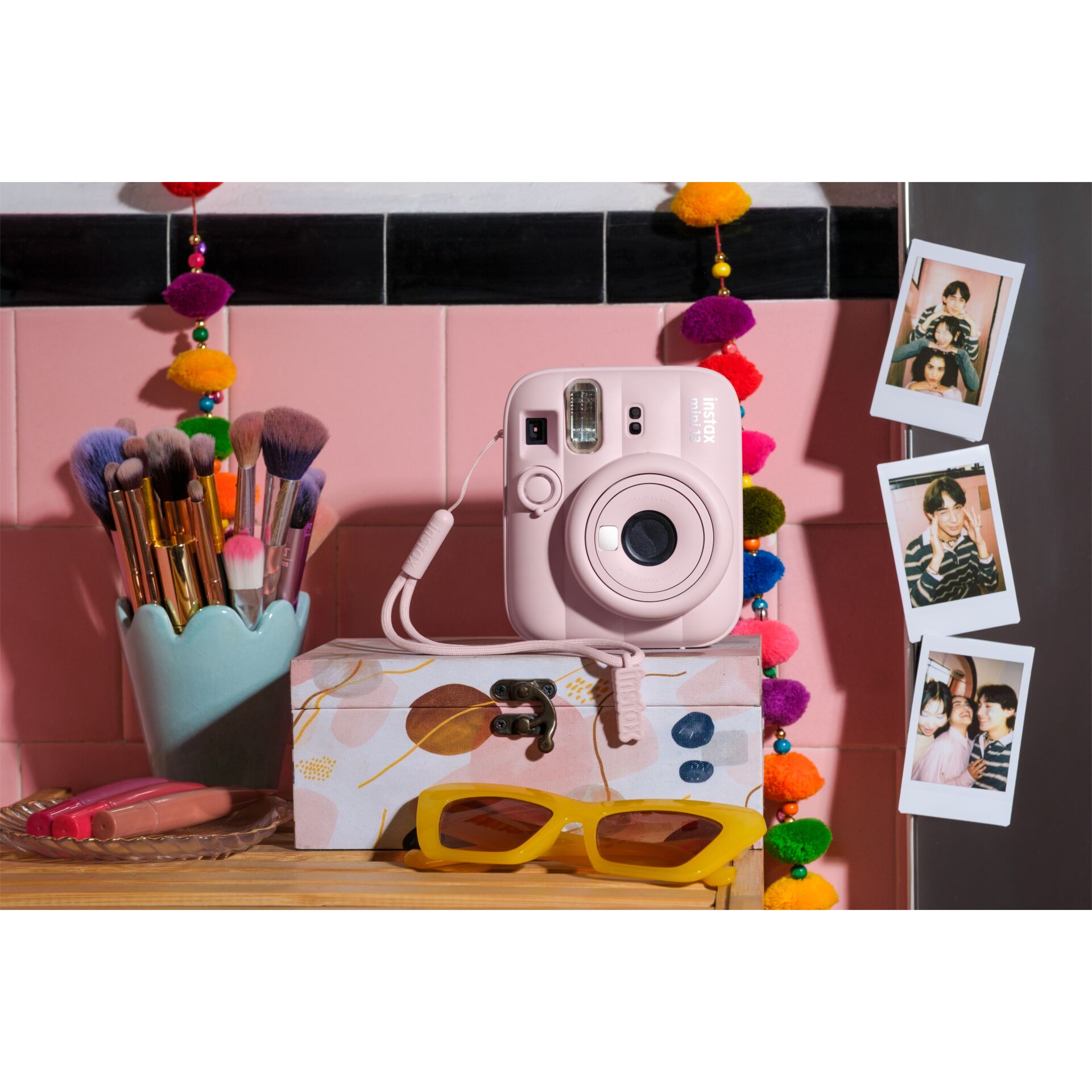 Polaroid-Kamera, Sofortbildkamera, Pinkfarbene Kamera, Fotozubehör, Sonnenbrille