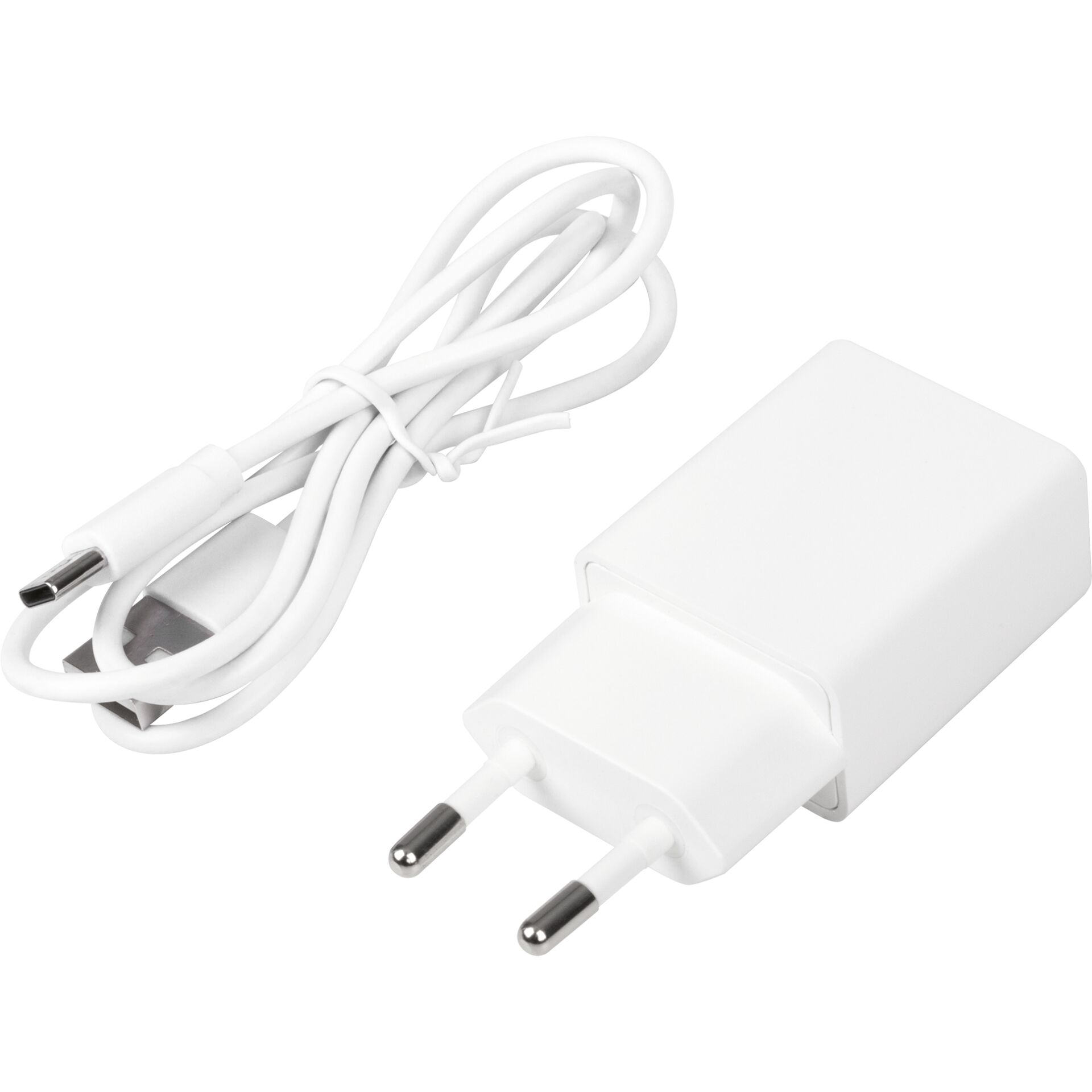 USB-Ladegerät, USB-C-Kabel, Netzteil, weiß, Eurostecker