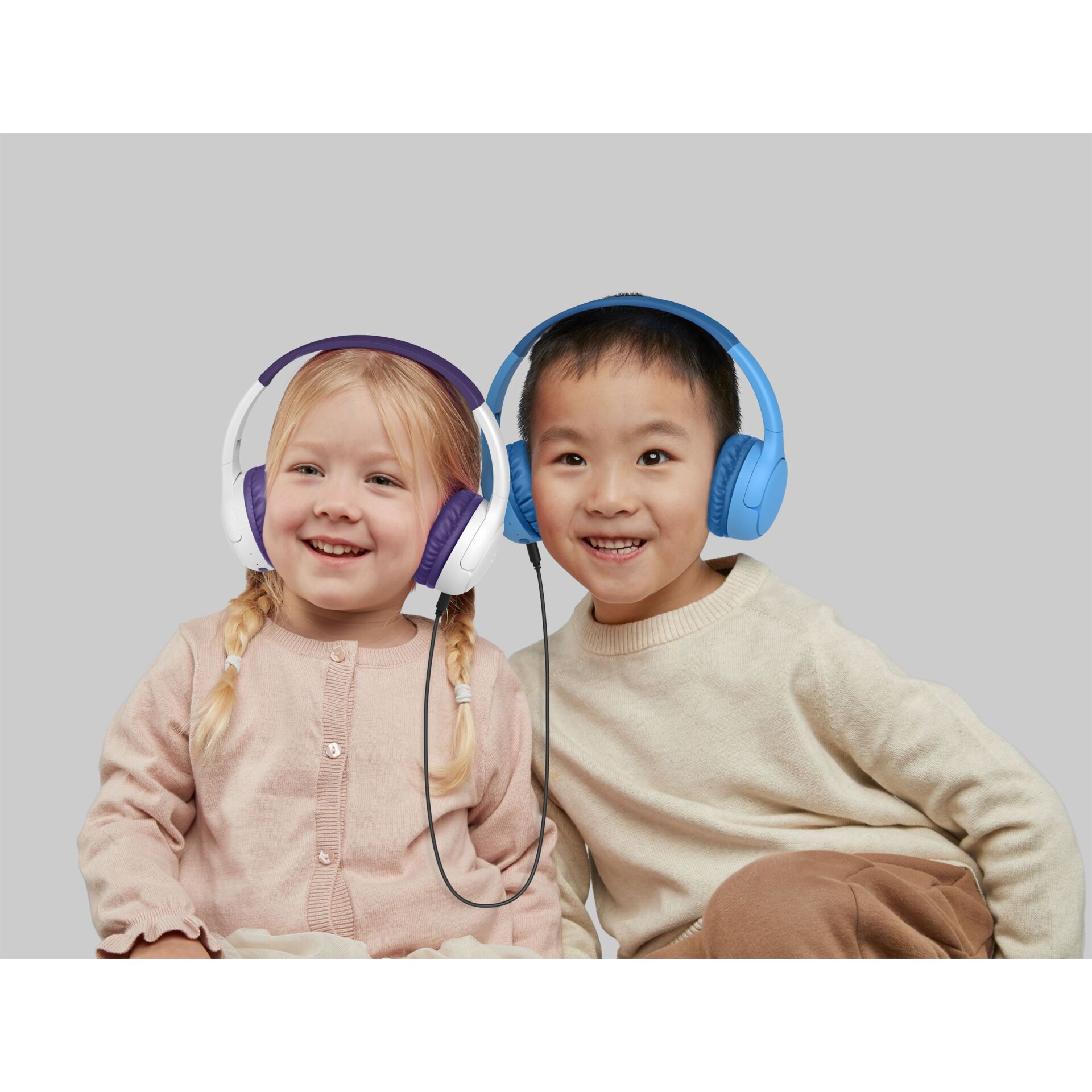 Kinderkopfhörer, Over-Ear, Kabelgebunden, Lila und Blau, Kinder