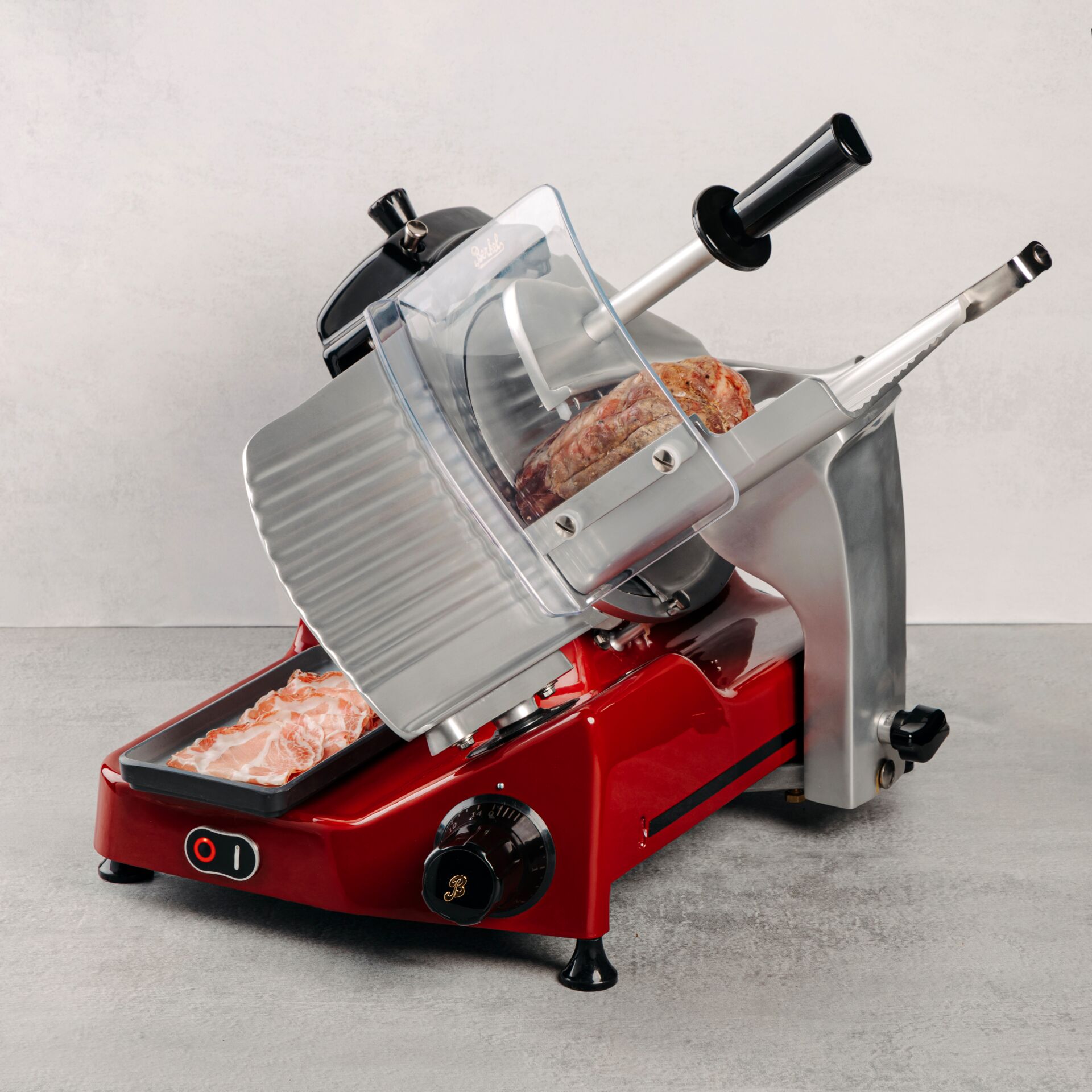Schneidemaschine, Fleischschneidemaschine, rot, Stahl, Klingenapparat