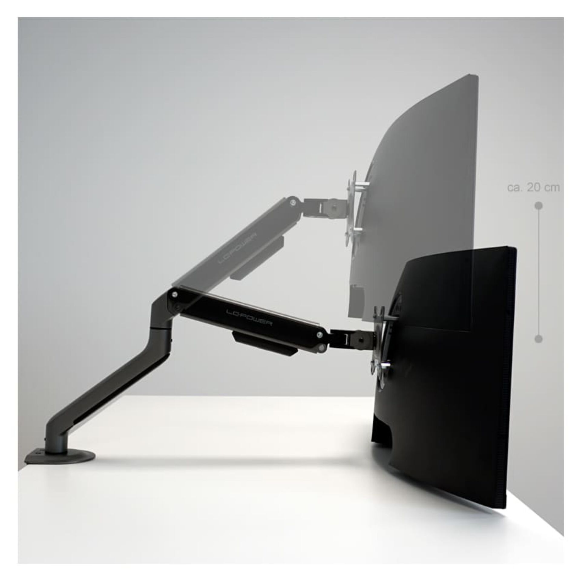 monitorarm, verstellbar, schreibtisch-setup, ergonomisch, doppelmonitor