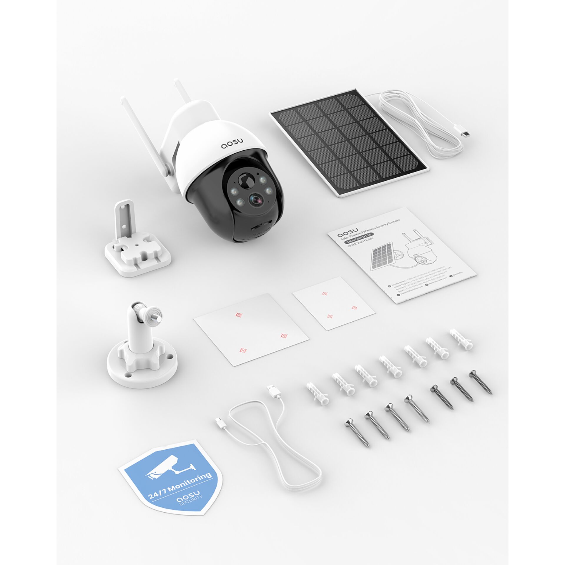 Überwachungskamera, WLAN Kamera, Draußen-Kamera, Tag/Nacht Sensor, Montagesatz