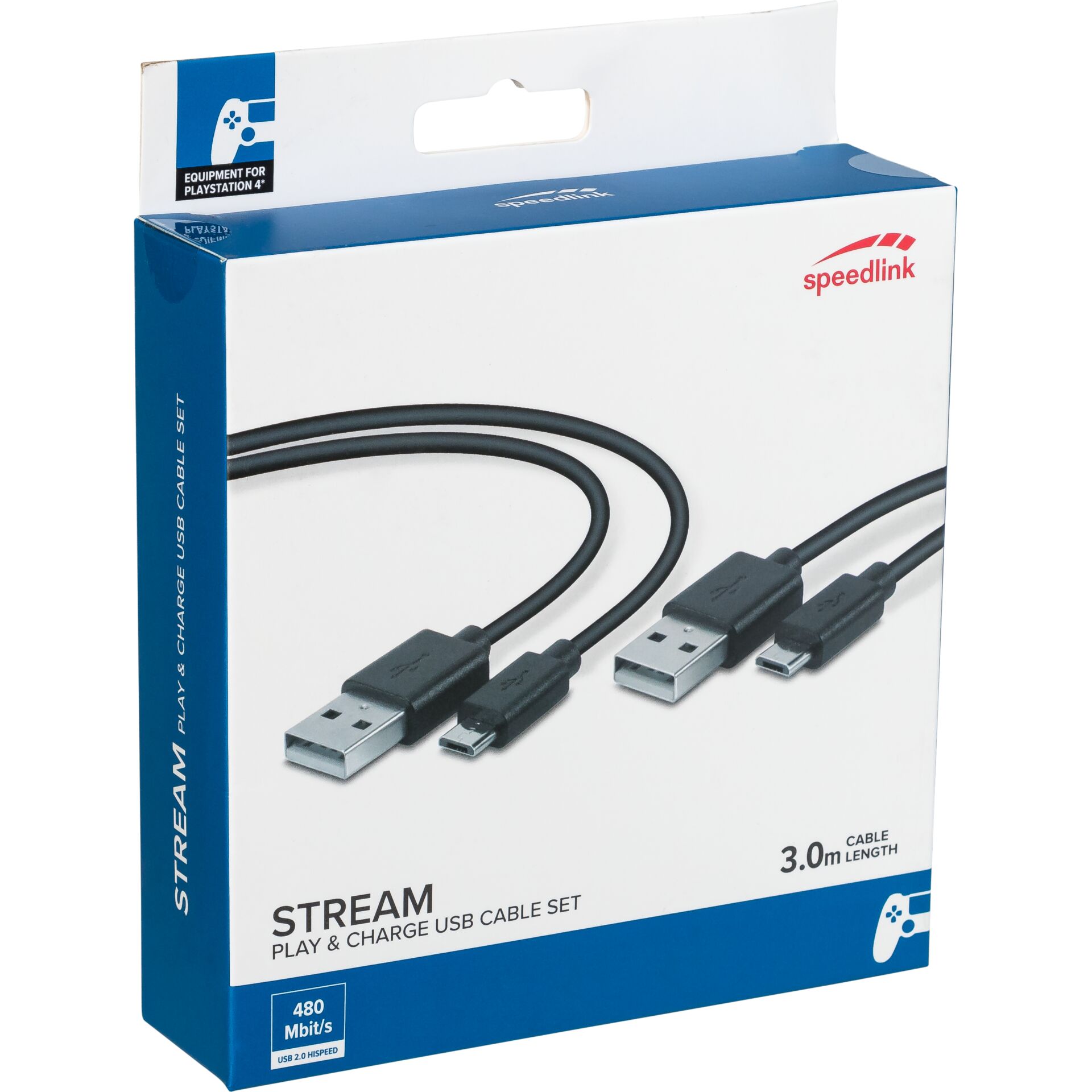 Speedlink STREAM Play & Charge  USB Cable Set for PS4 black