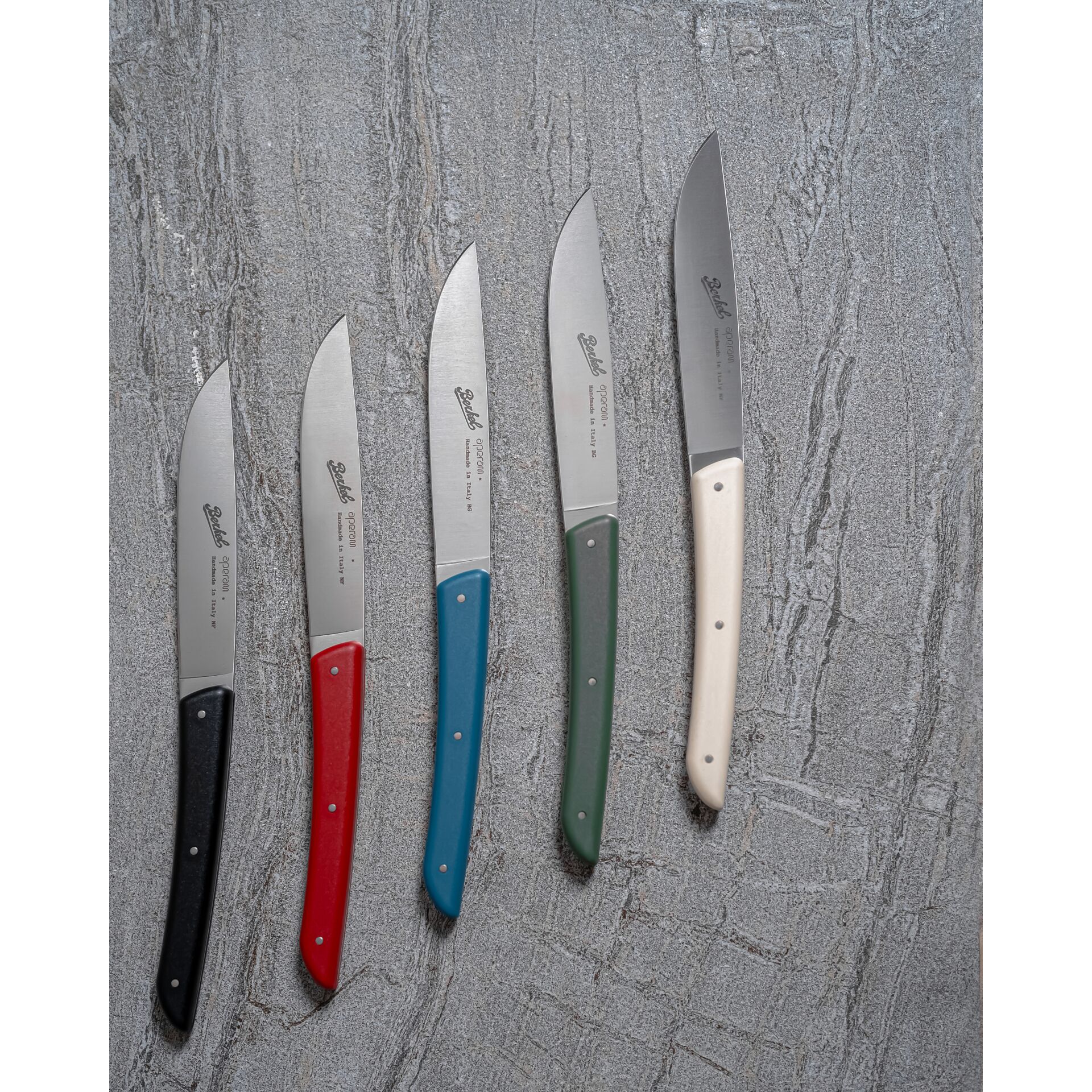 messer, klingenset, farbige griffe, stahlklinge, kuechenmesser