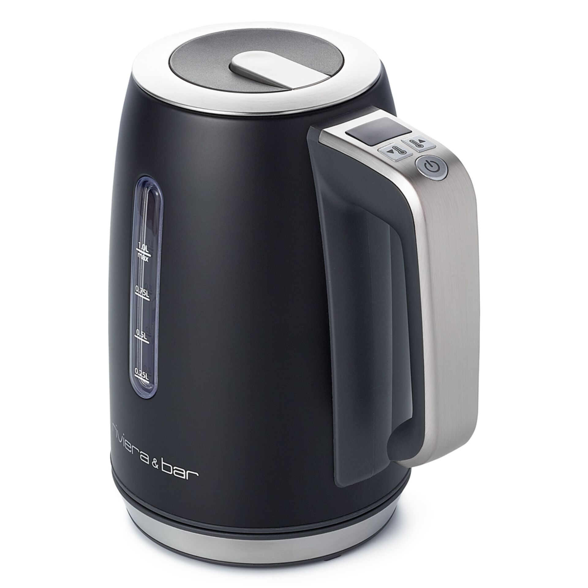 Wasserkocher, Kessel, Edelstahl, Schwarz, Messskala