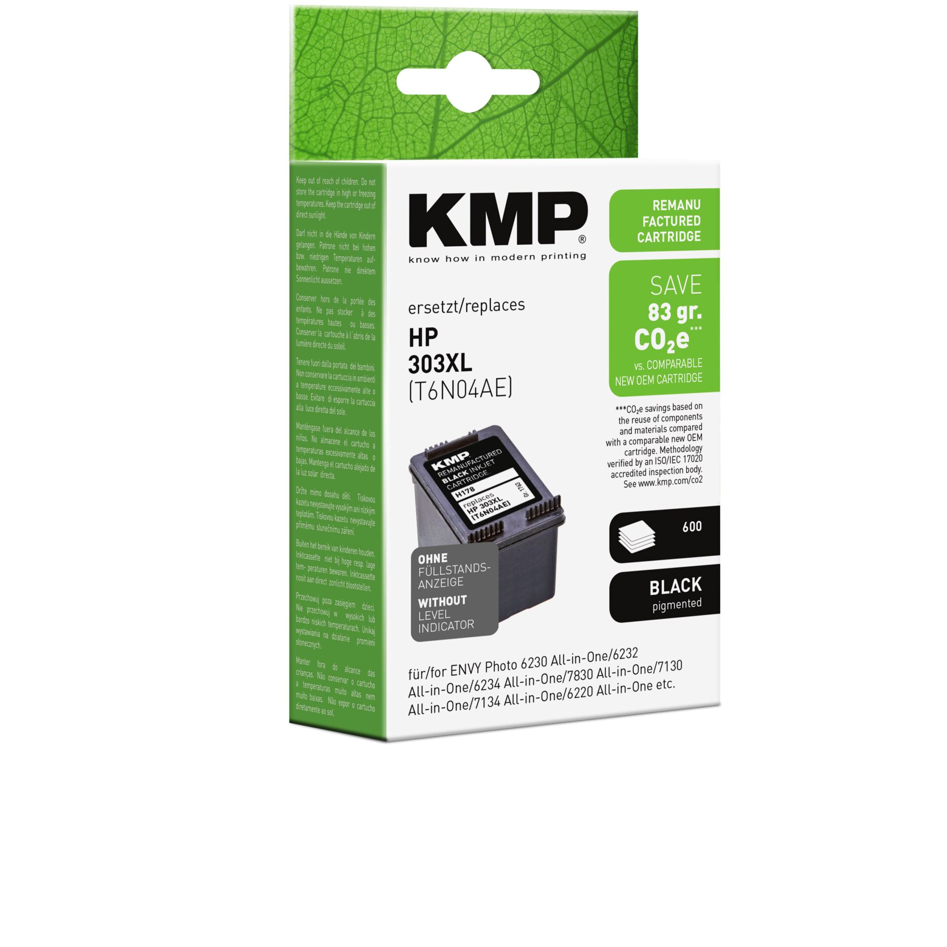 Adapter, Elektronik, Computer-Ausrüstung, Computerausrüstung, QR-Code, Tintenpatrone, HP 303XL, Druckerpatrone, CO2-freies Pigment, KMP Kompatibel