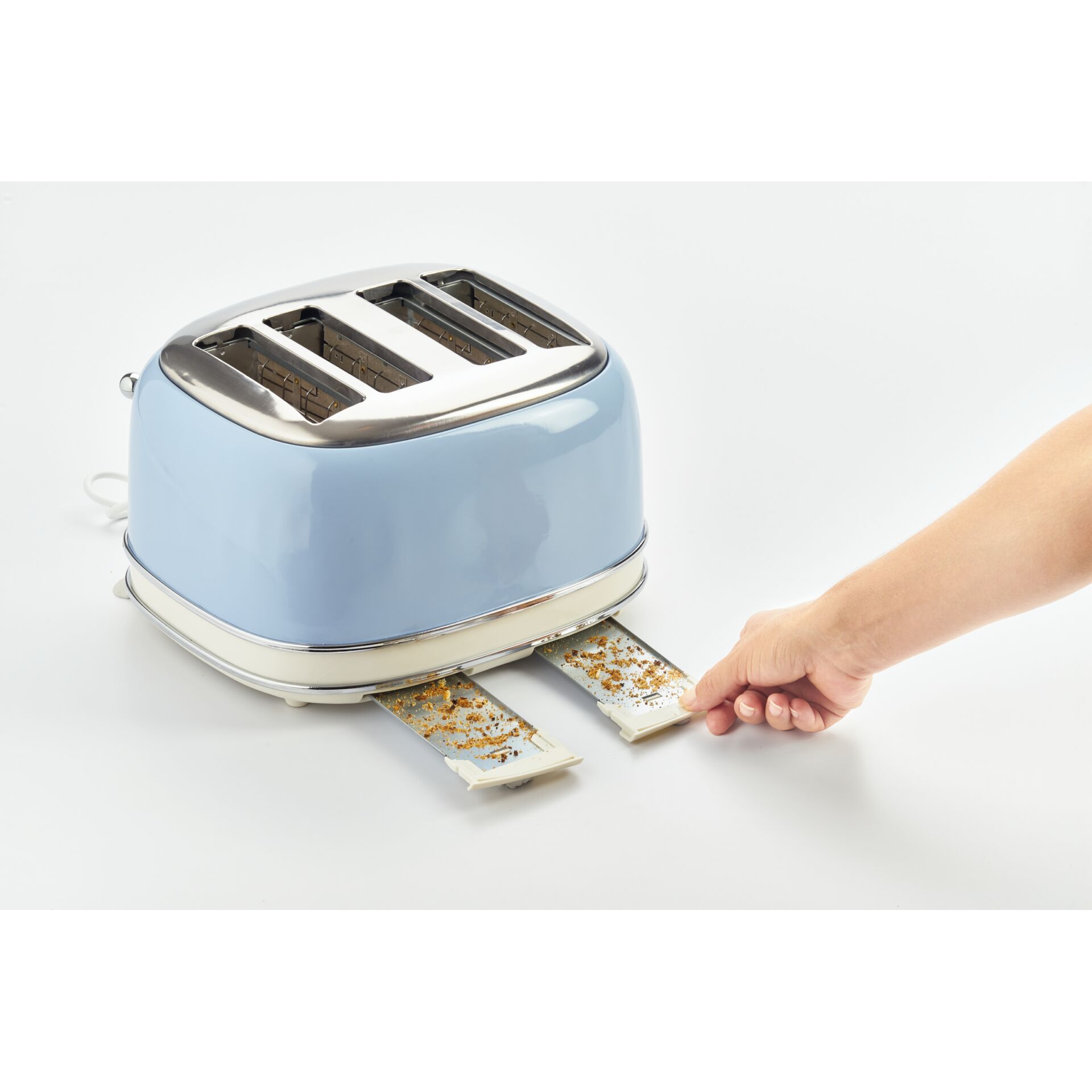 Toaster, Blau, 4-Scheiben, Krümelablage, Aufklappbares Brot