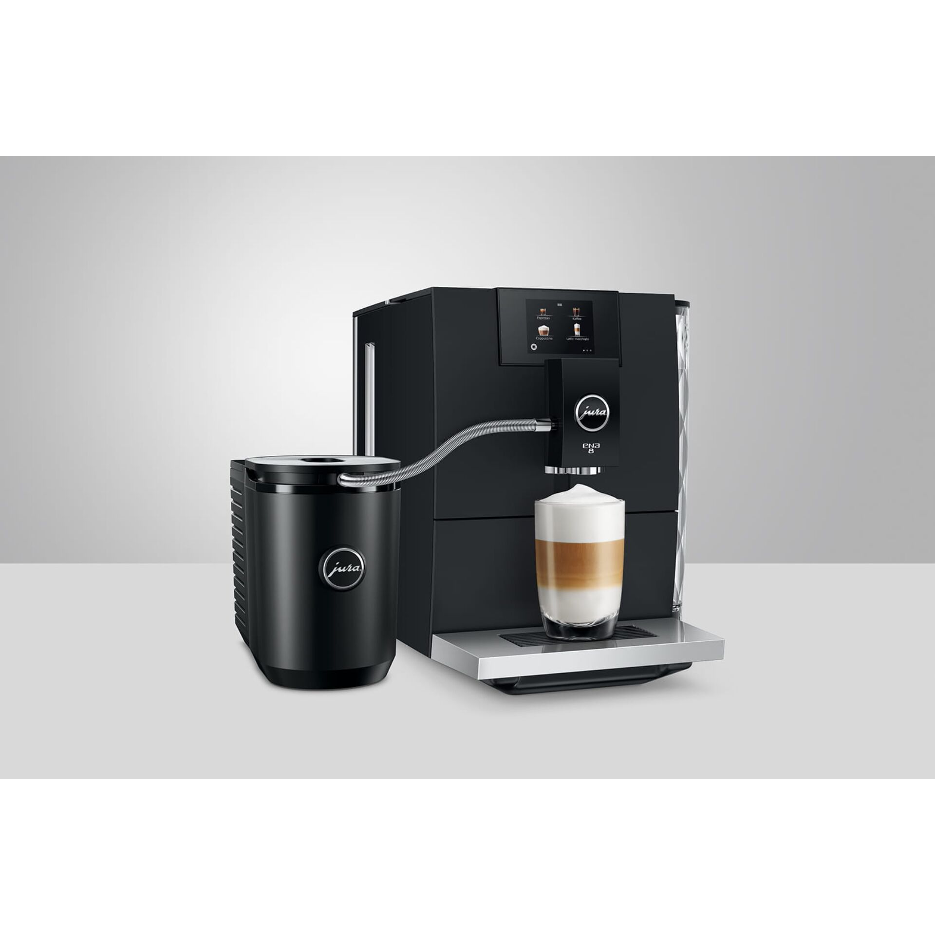 Kaffeemaschine, Espresso-Maschine, Milchaufschäumer, Kaffeezubereitung, Schwarz