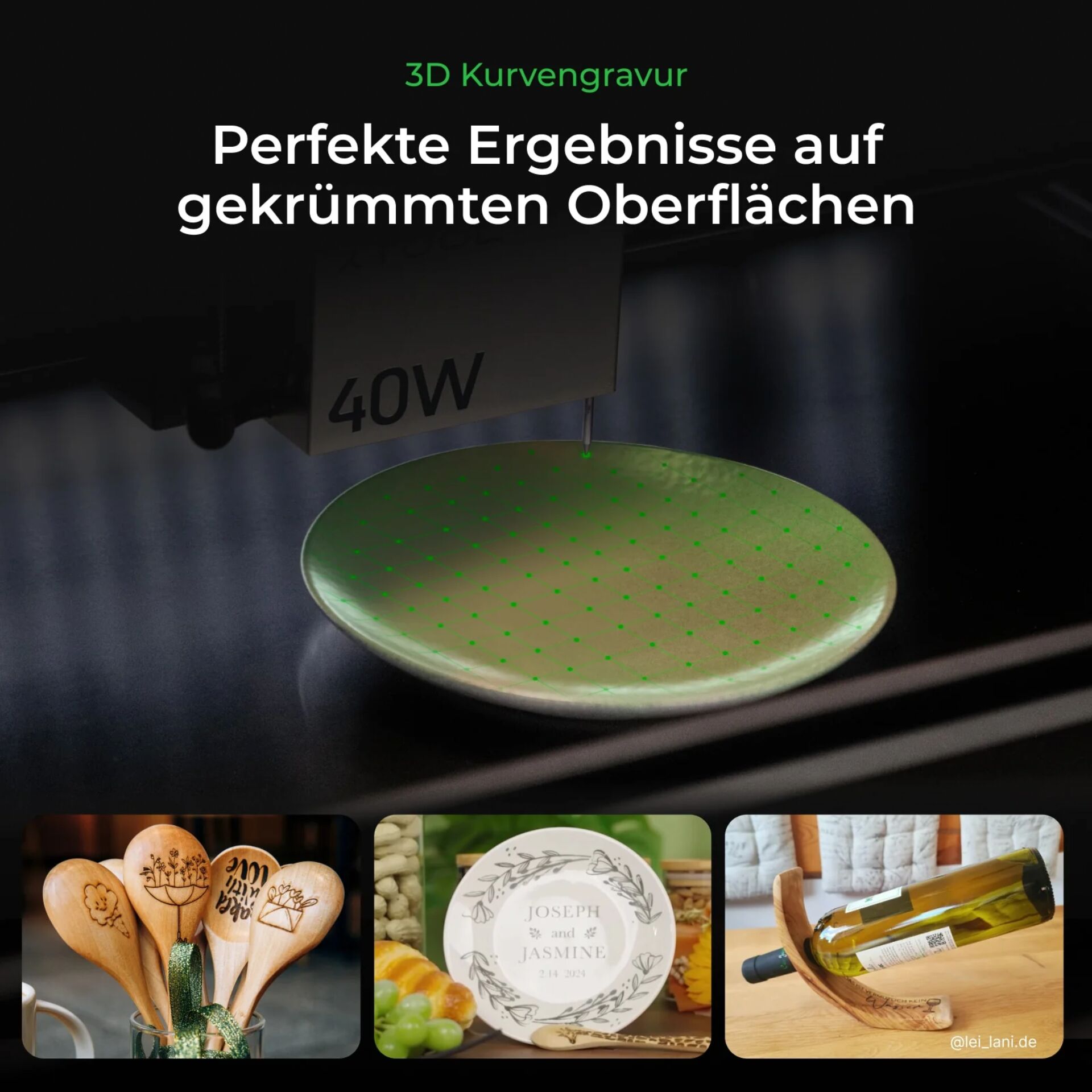 3D-Print, Kurvengravur, Gravurplatte, Gravur-Objekt, Oberfläche mit Punkten