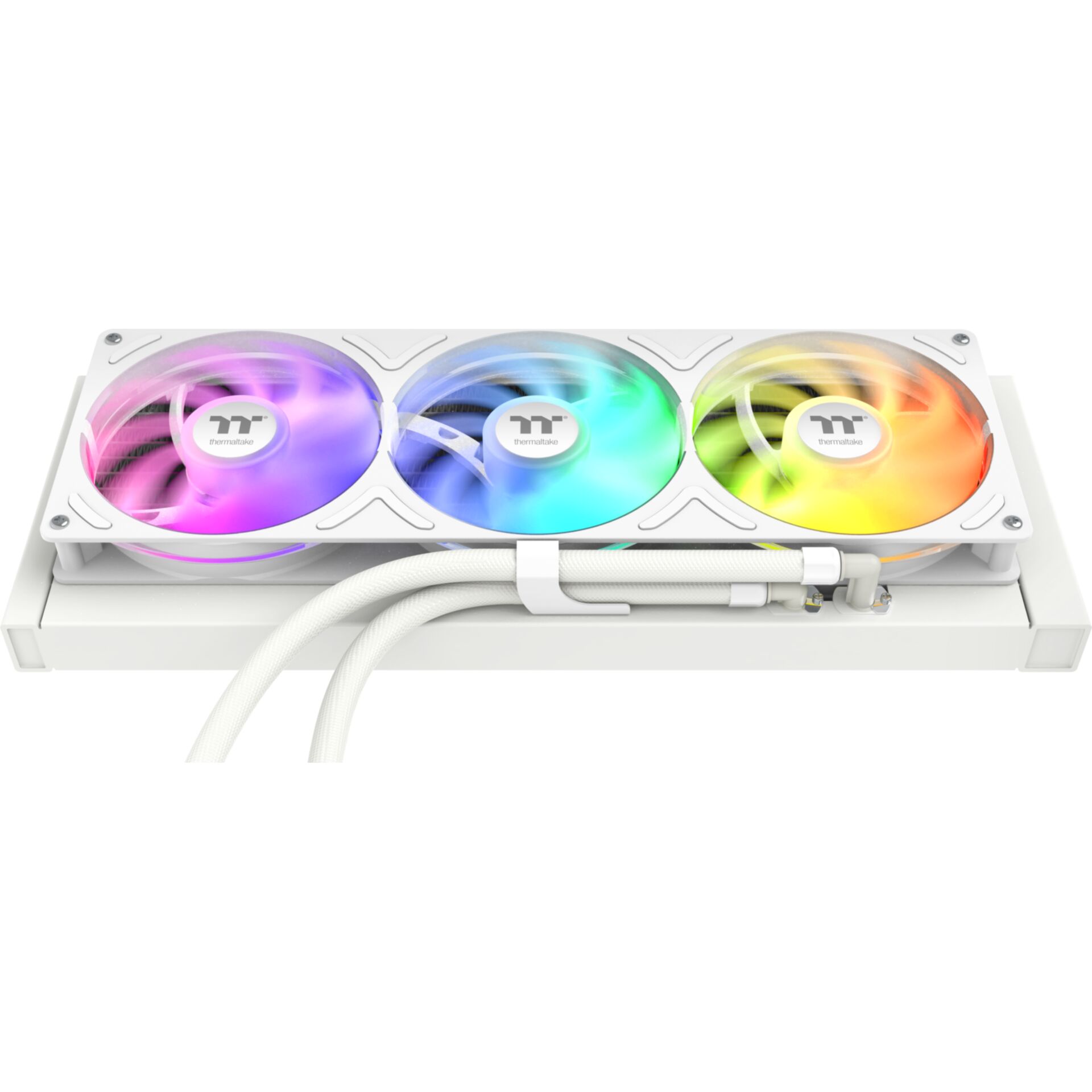 RGB-Kühler, drei Lüfter, weißer Kühlkörper, Wasserkühlung, ARGB-Beleuchtung