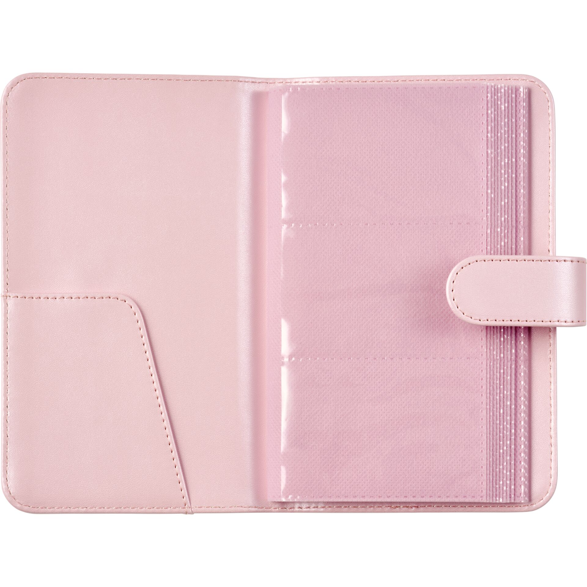 notebook, wallet, pink, card slots, closure strap