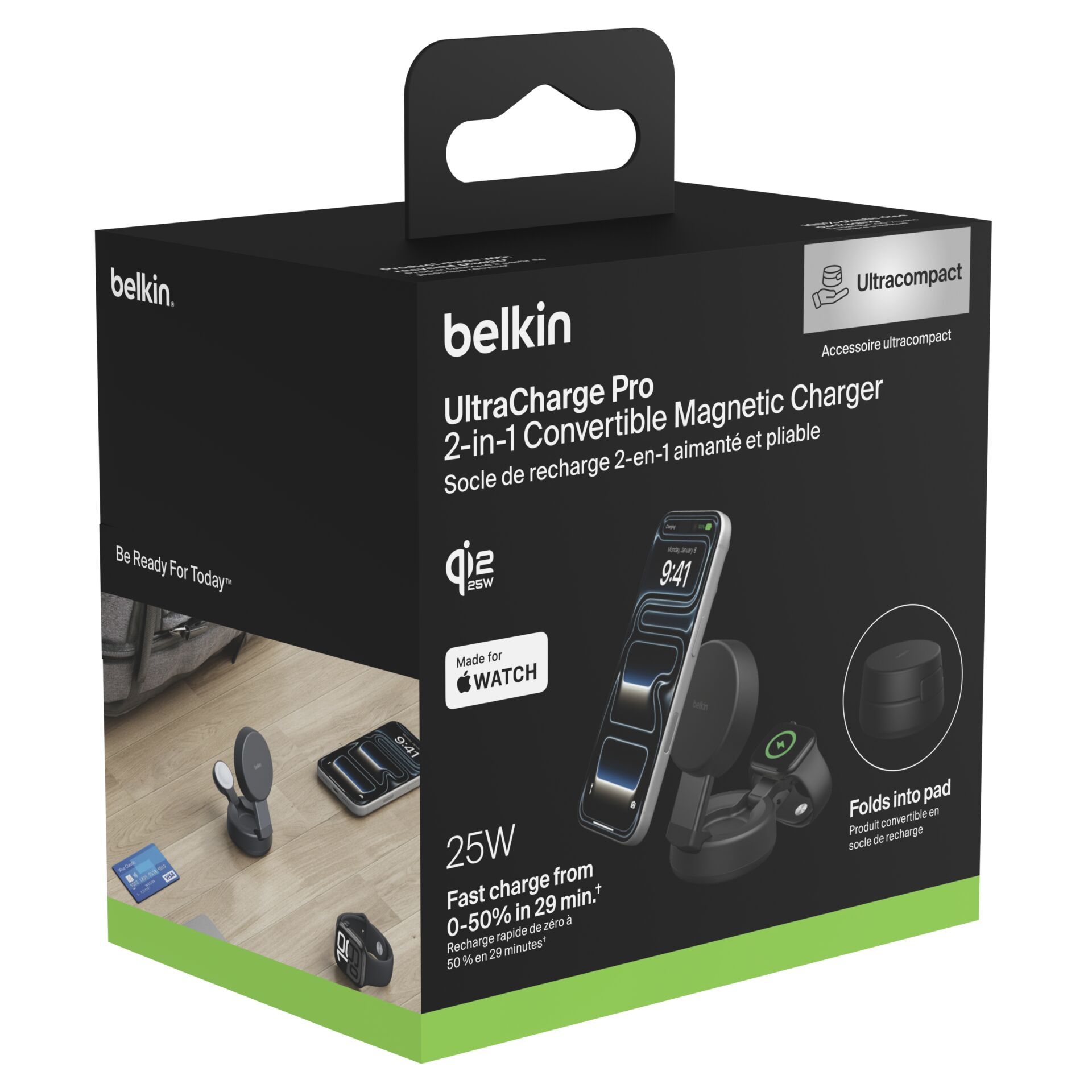 Magnetischer Charger, 2-in-1 Ladehalter, Ultrakompakt, Für Apple Watch, 25W Schnellladung