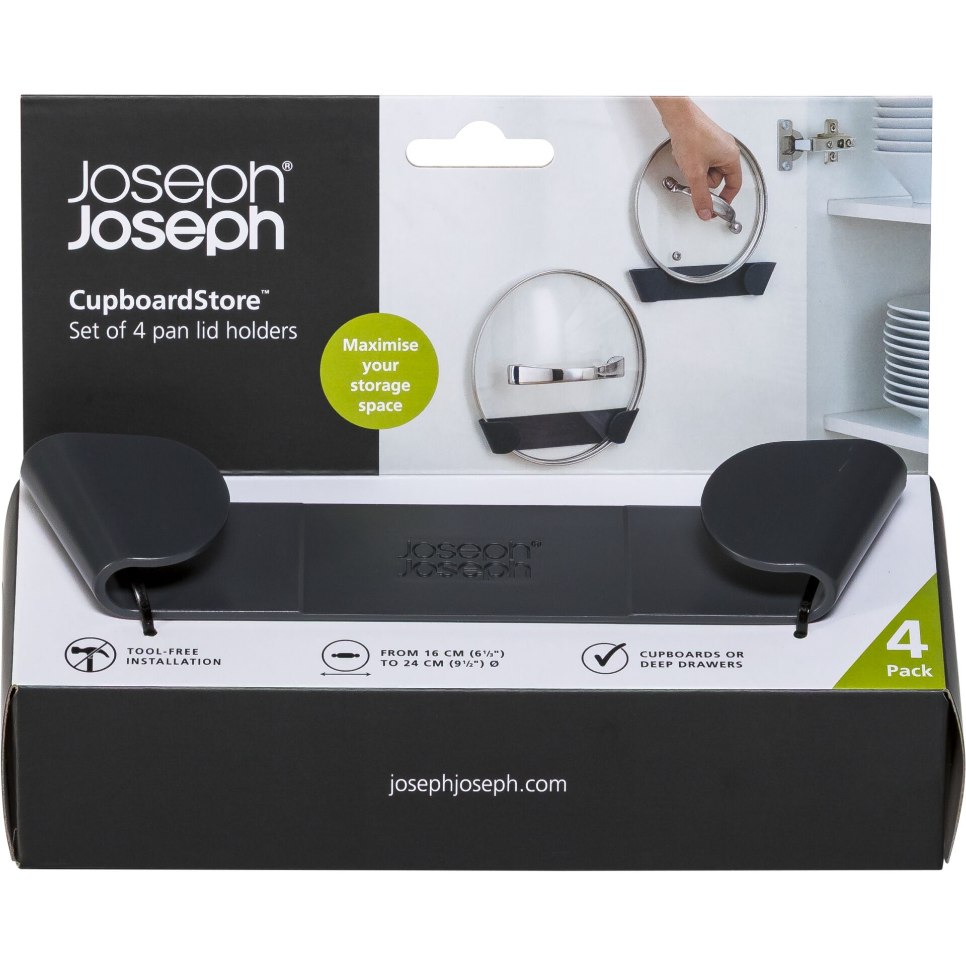 Joseph Joseph CupboardStore 4-er  Set Topfdeckelhalter grau