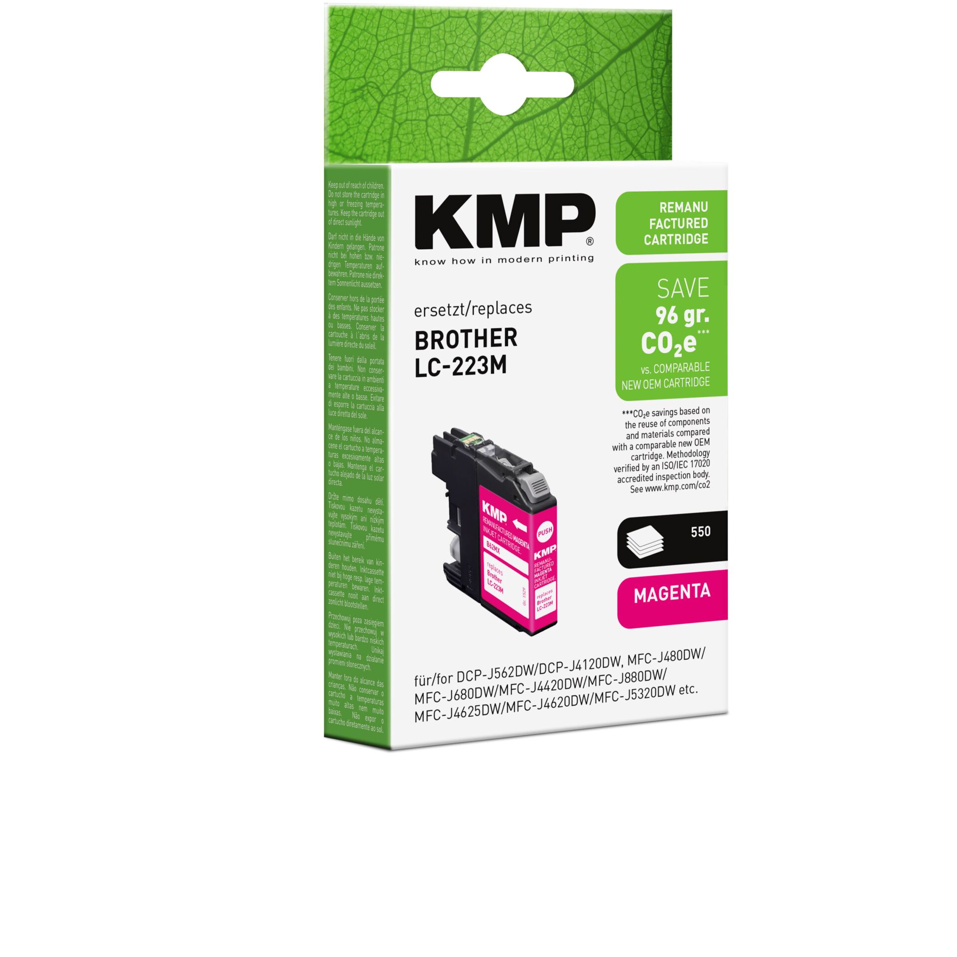 Adapter, Elektronik, QR Code, Computerausrüstung, Visitenkarte, Tintenpatrone, Magenta, KMP, Brother LC-223M, CO2-einsparung