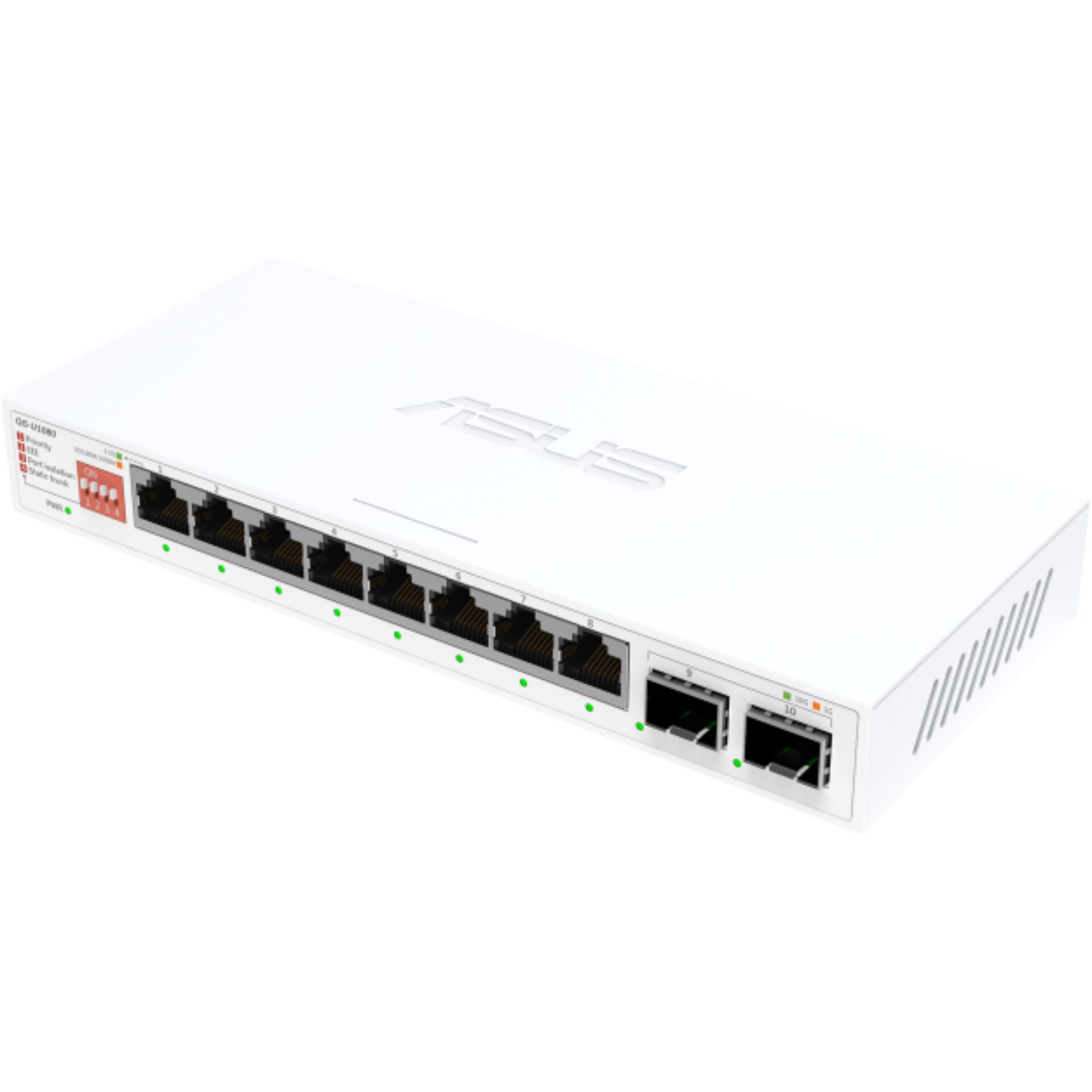 Netzwerk-Switch, weißer Switch, Ethernet-Anschlüsse, SFP-Ports, Rackgerät