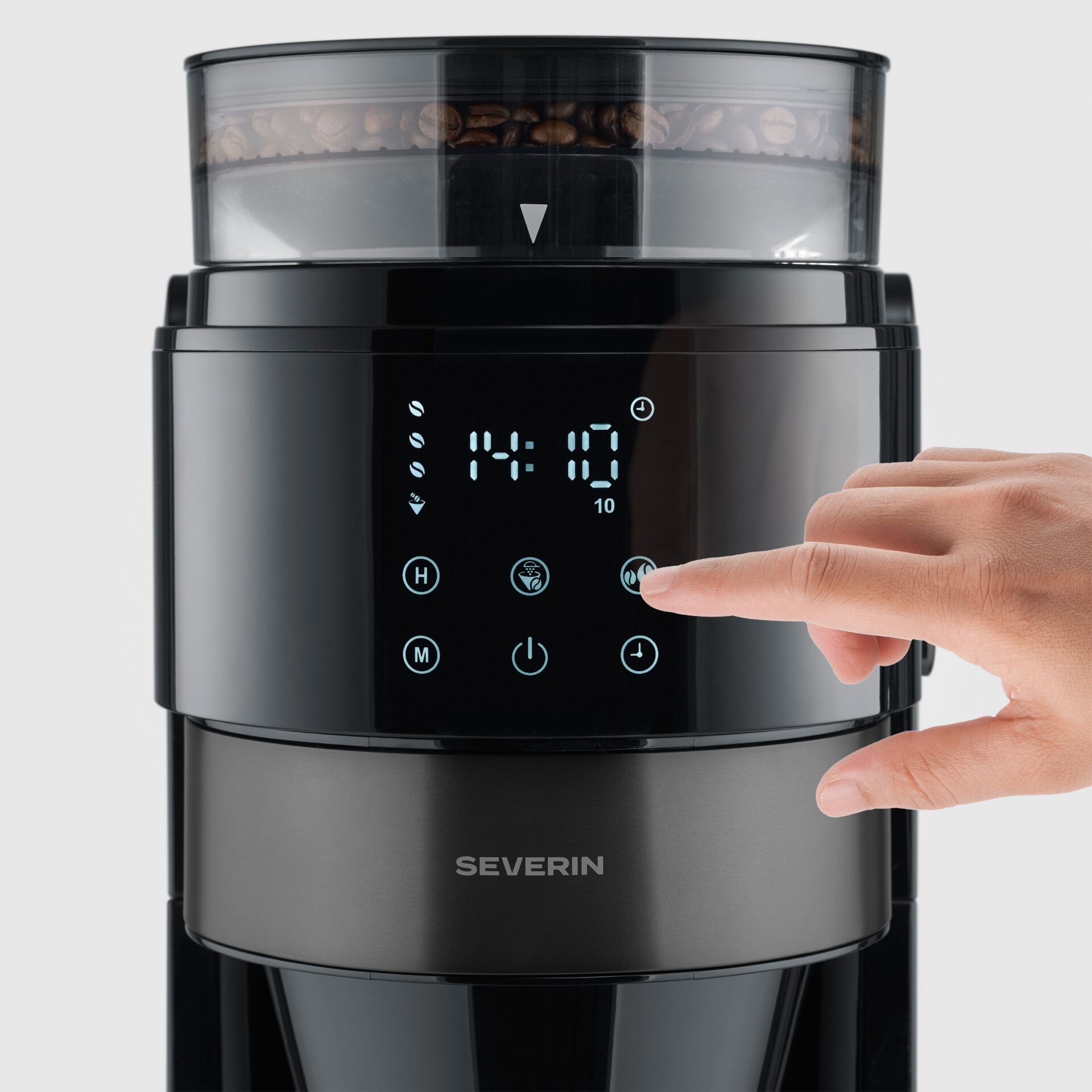 Kaffeemaschine, Entkalker, Display, Becherbehälter, Kaffeemahlwerk