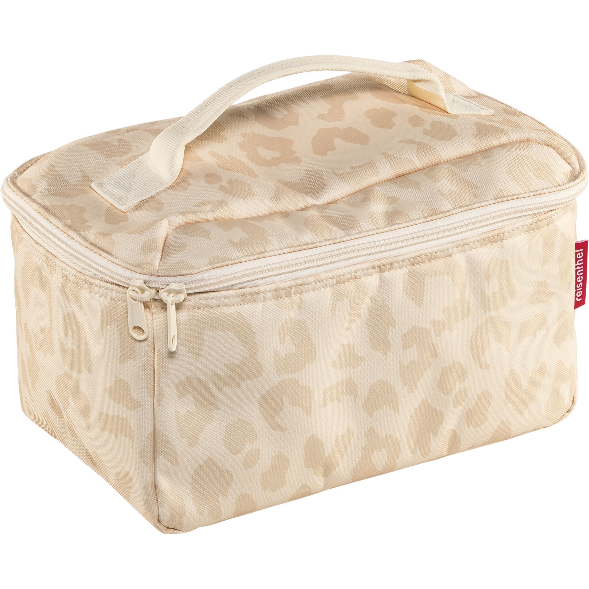 Kulturbeutel, Waschtasche, Leopardenmuster, Beige, Reisetasche