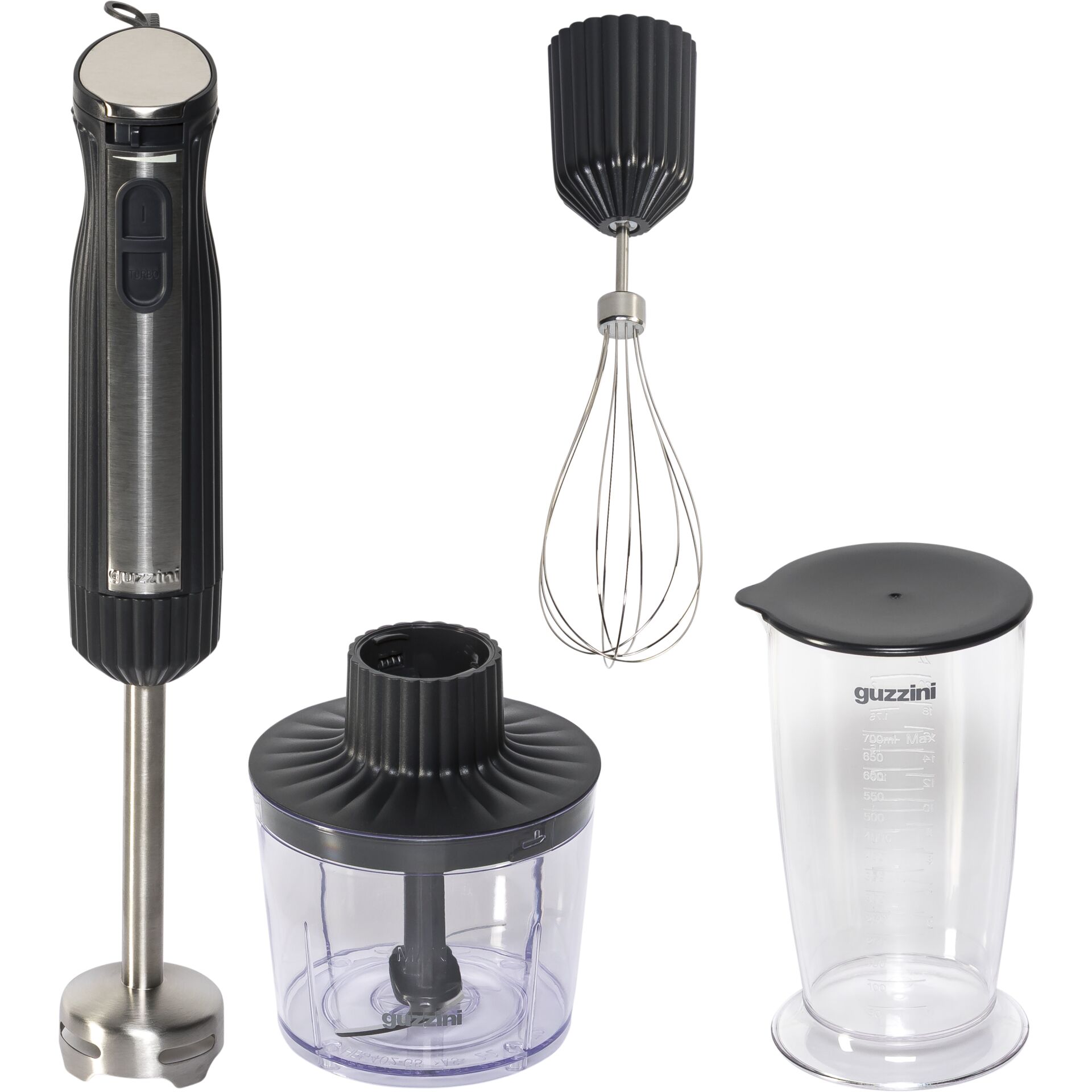Stabmixer, Püriereinsatz, Rührschüssel, Zubehör, Messbecher