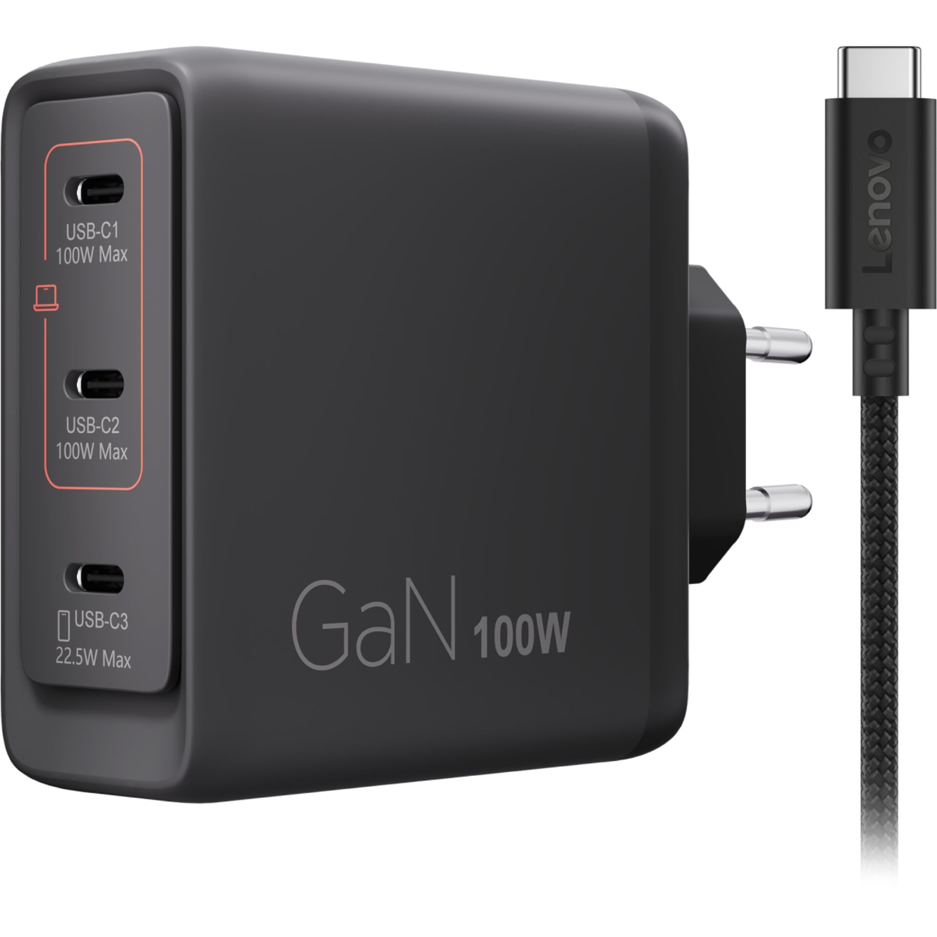 Ladegerät, USB-C, 100W, GaN, Multi-Port