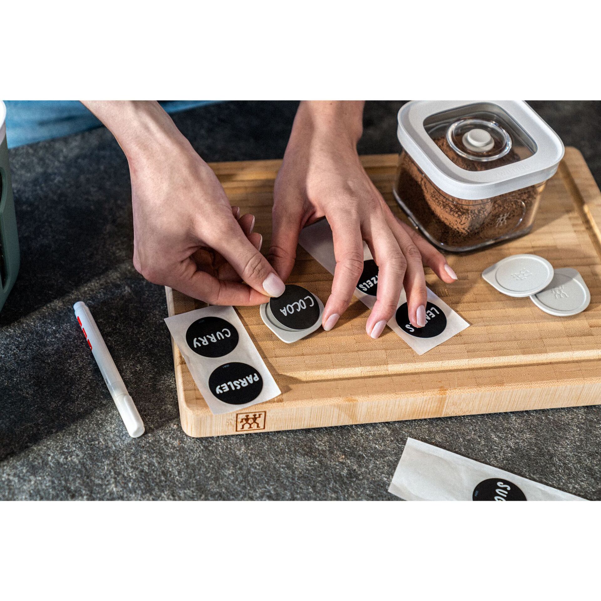 Vorratsdosen-Etiketten, runde Etiketten, abwischbare Etiketten, schwarze Etiketten, Beschriftungsstift