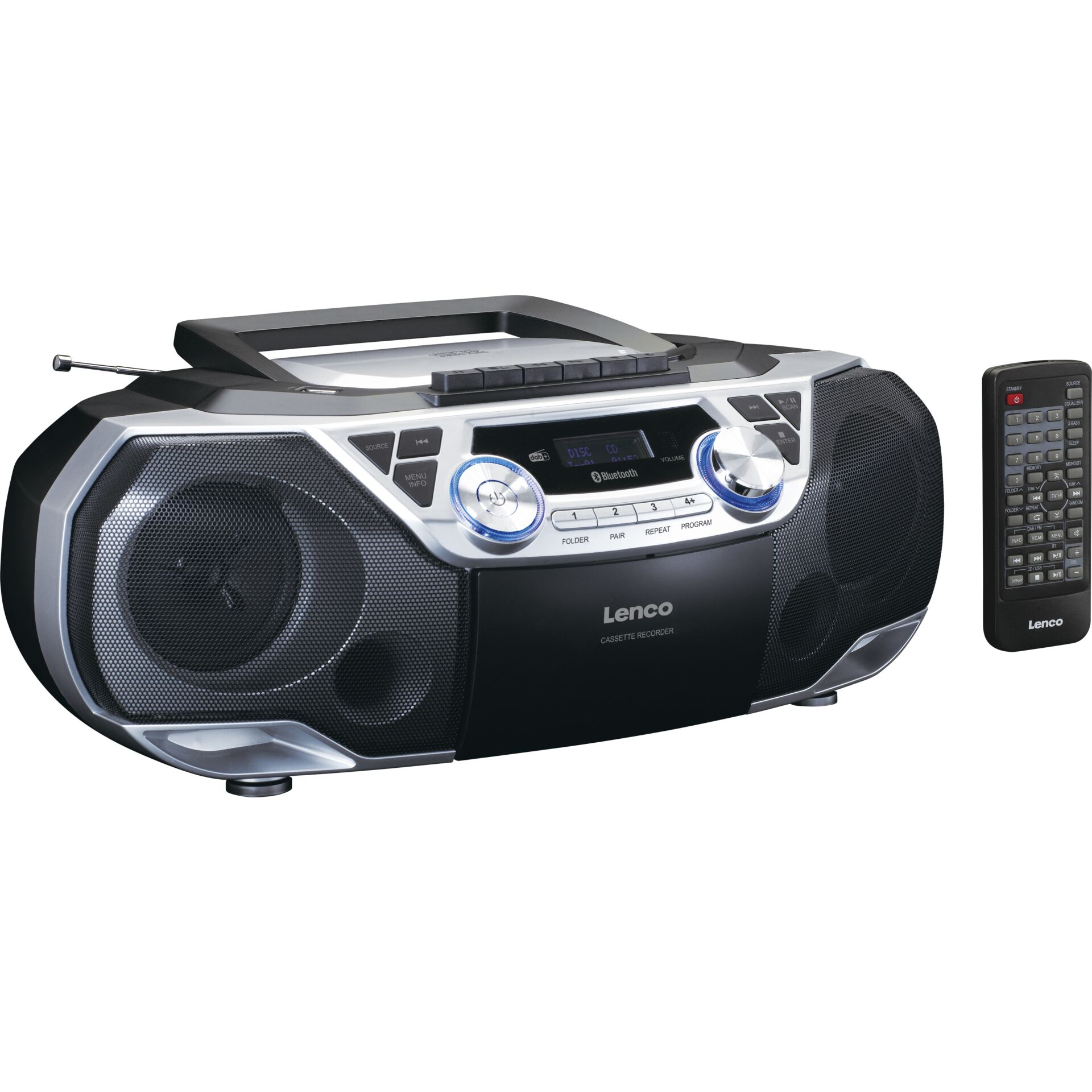 Kassette-Rekorder, Boombox, Bluetooth, Fernbedienung, Lenco