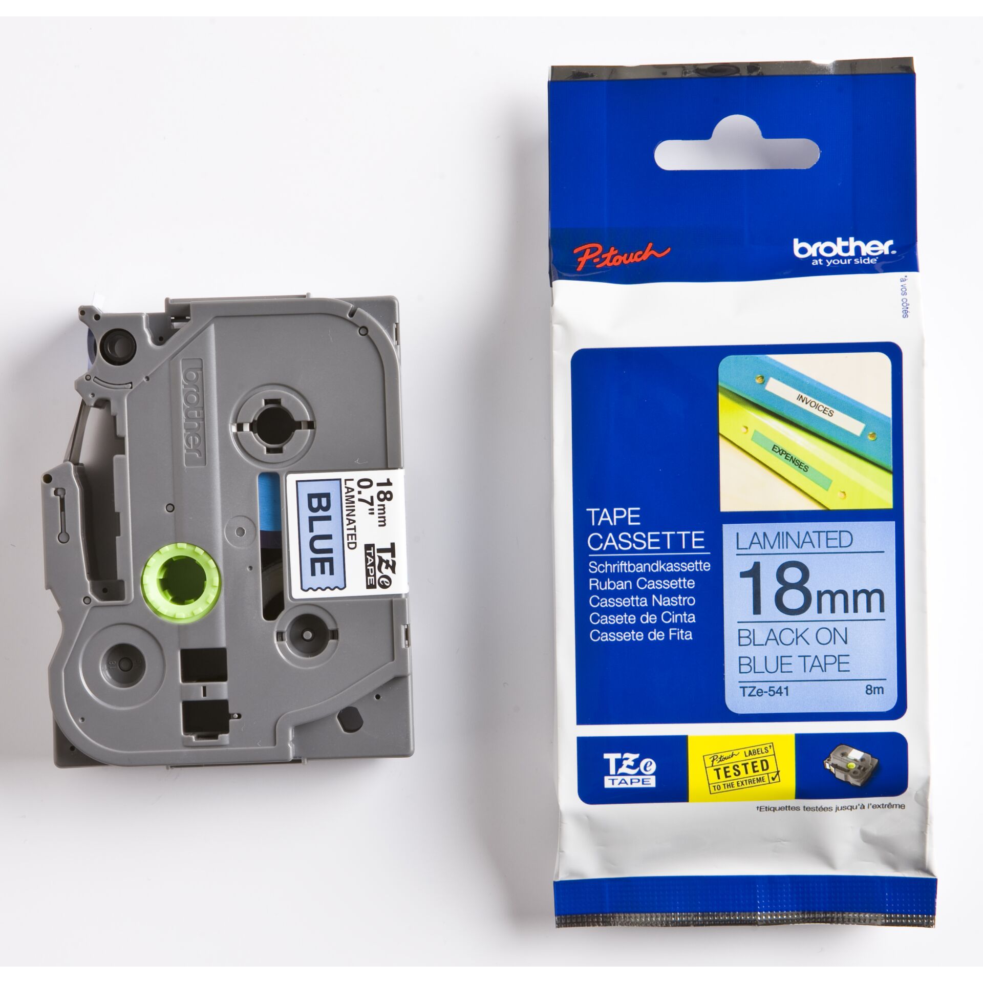 Brother Schriftbandkassette  TZE-541 blau/schwarz 18 mm