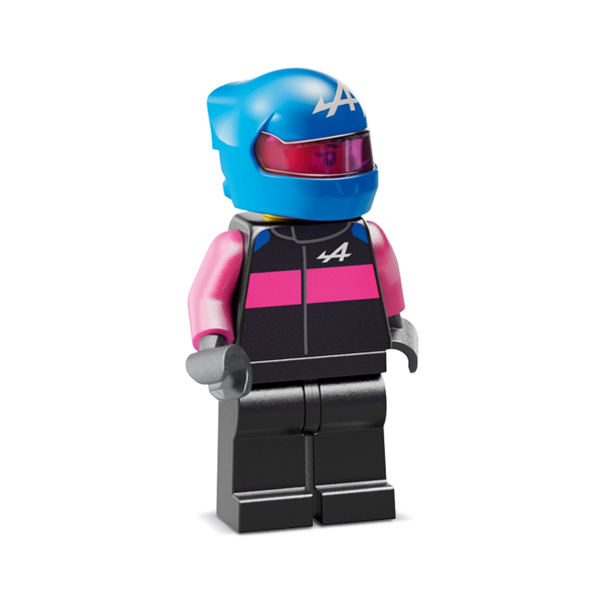 minifigur, rennfahrer, helm, pinke-ä rmel, blaues-helm