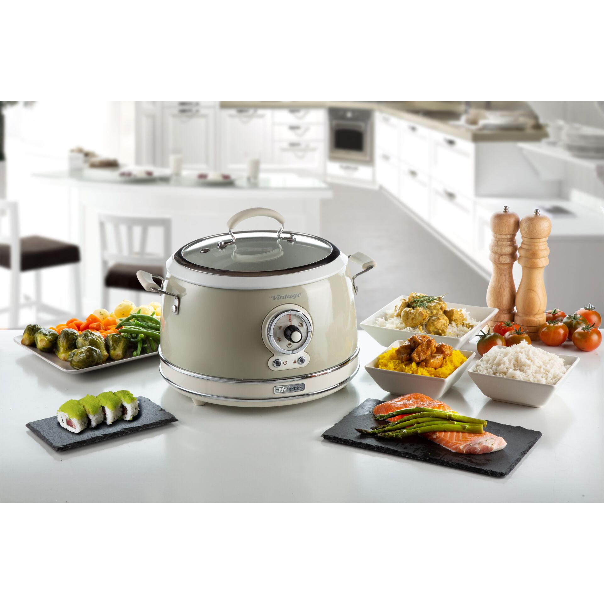 Slow cooker, Electric pot, Küchengerät, Cremefarben, Glassdeckel