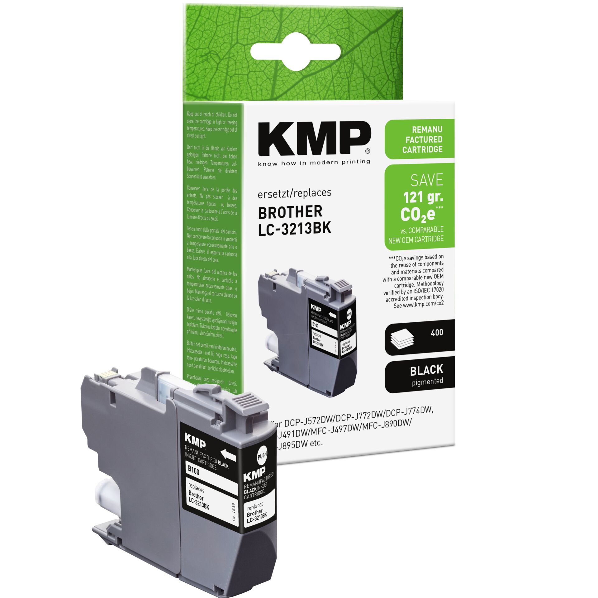 Adapter, Elektronik, QR Code, Toner cartridge, Printer cartridge, Schwarz Pigment, Wiederaufbereitete Patrone, LC-3213BK