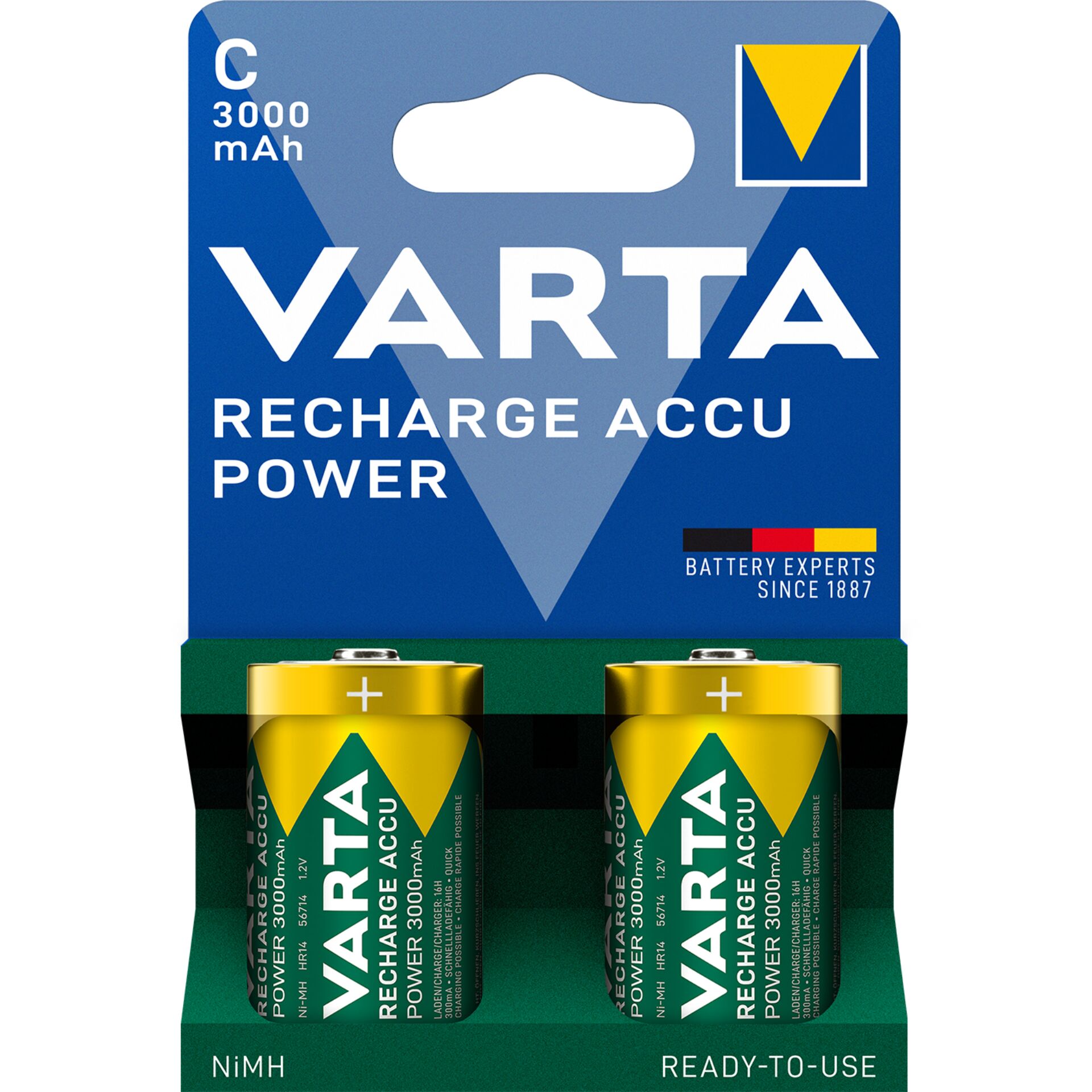 1x2 Varta Recharge Accu Power C  Baby 3000 mAh
