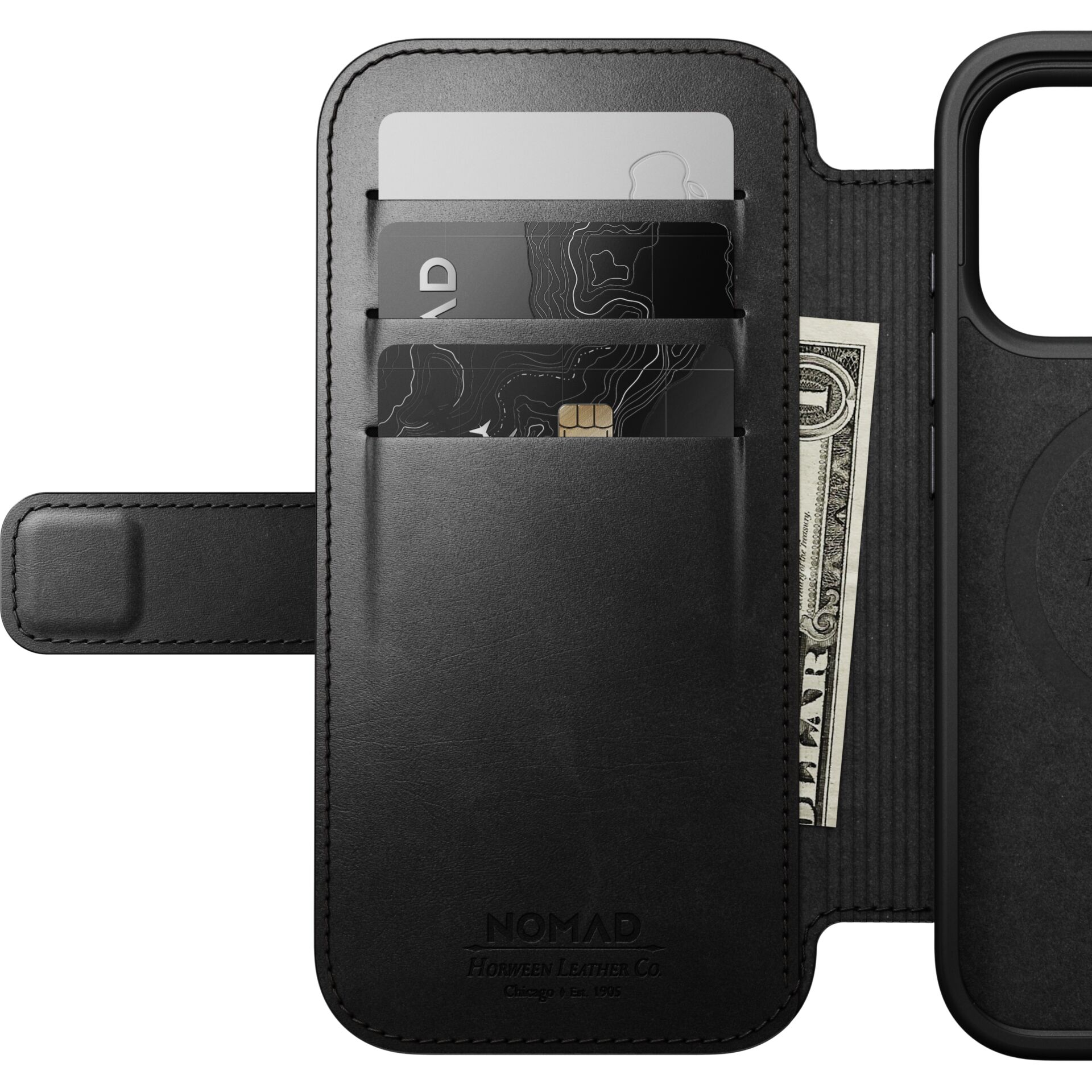 wallet, card slots, Leder, schwarz, Geldbörse