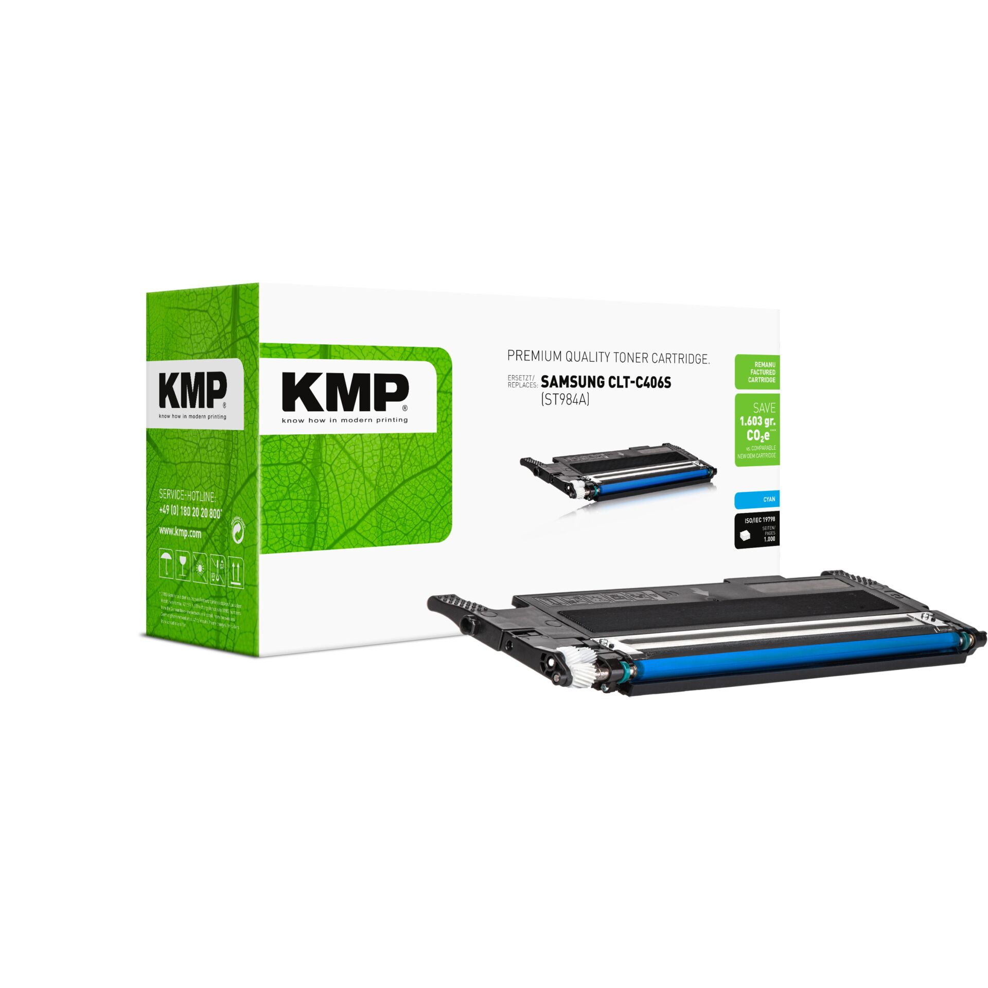 Computerausrüstung, Elektronik, Hardware, Werbung, Adapter, Tonerpatrone, KMP, Farbe blau, Canon kompatibel, Cartridge