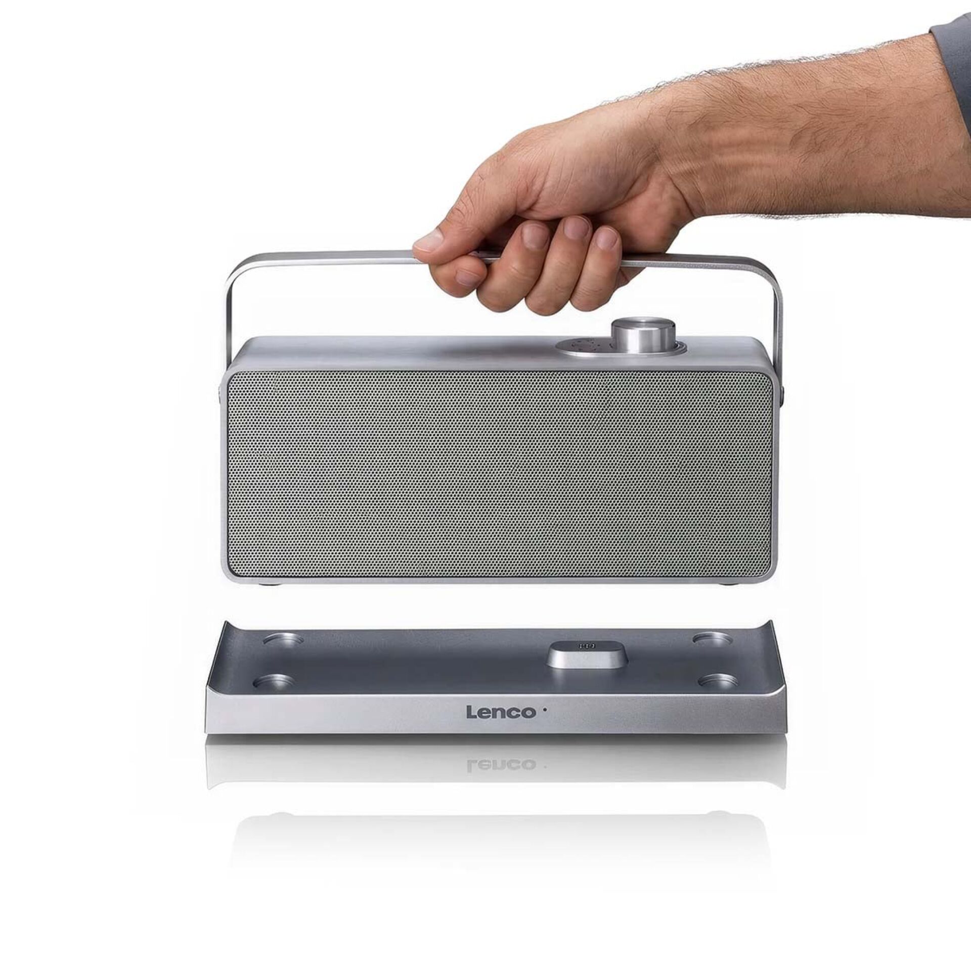 Bluetooth-Lautsprecher, tragbarer Lautsprecher, Metallgitter, Handgerät, Stereo-Basis