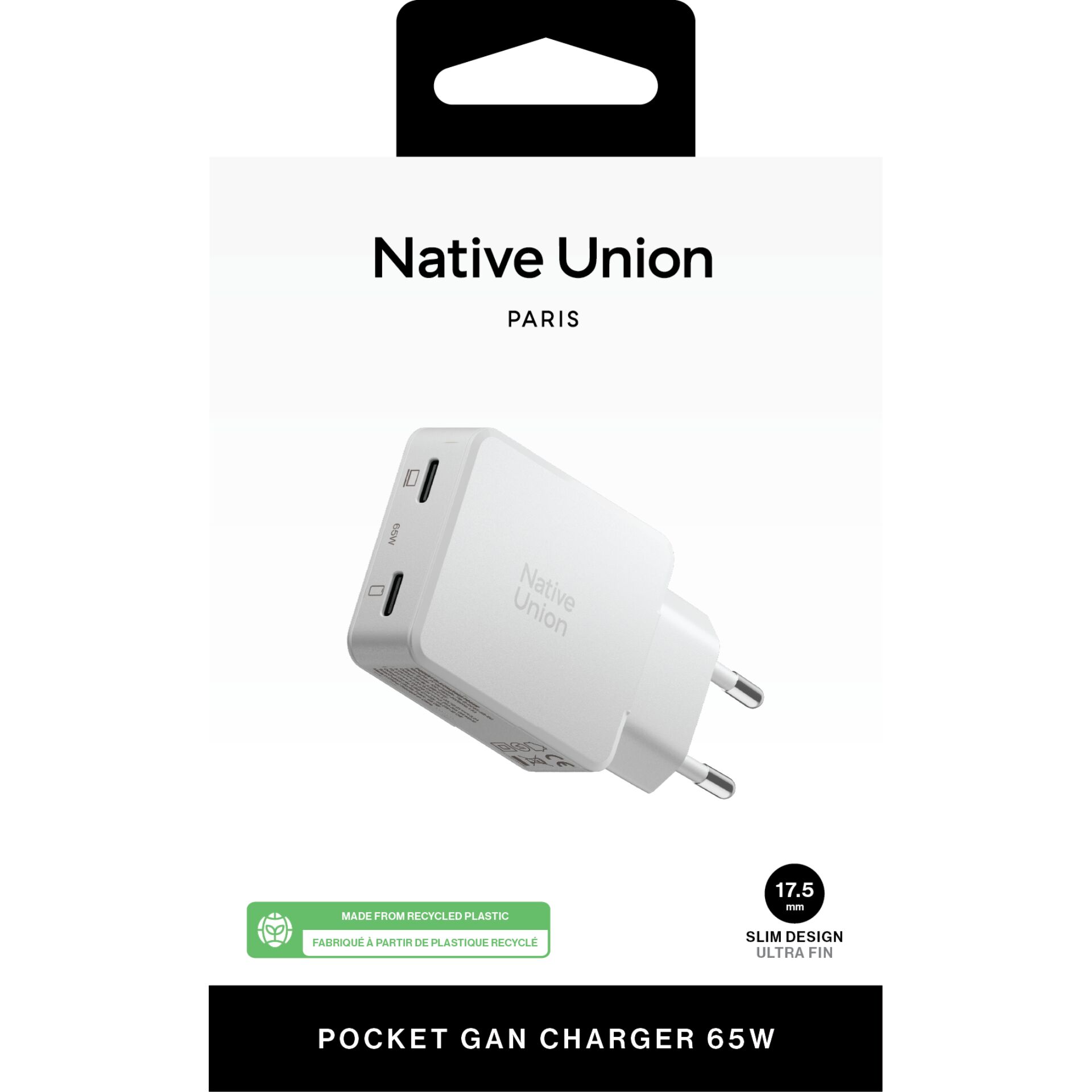 USB-C Ladegerät, Wandladegerät, 65W, GaN, weiß