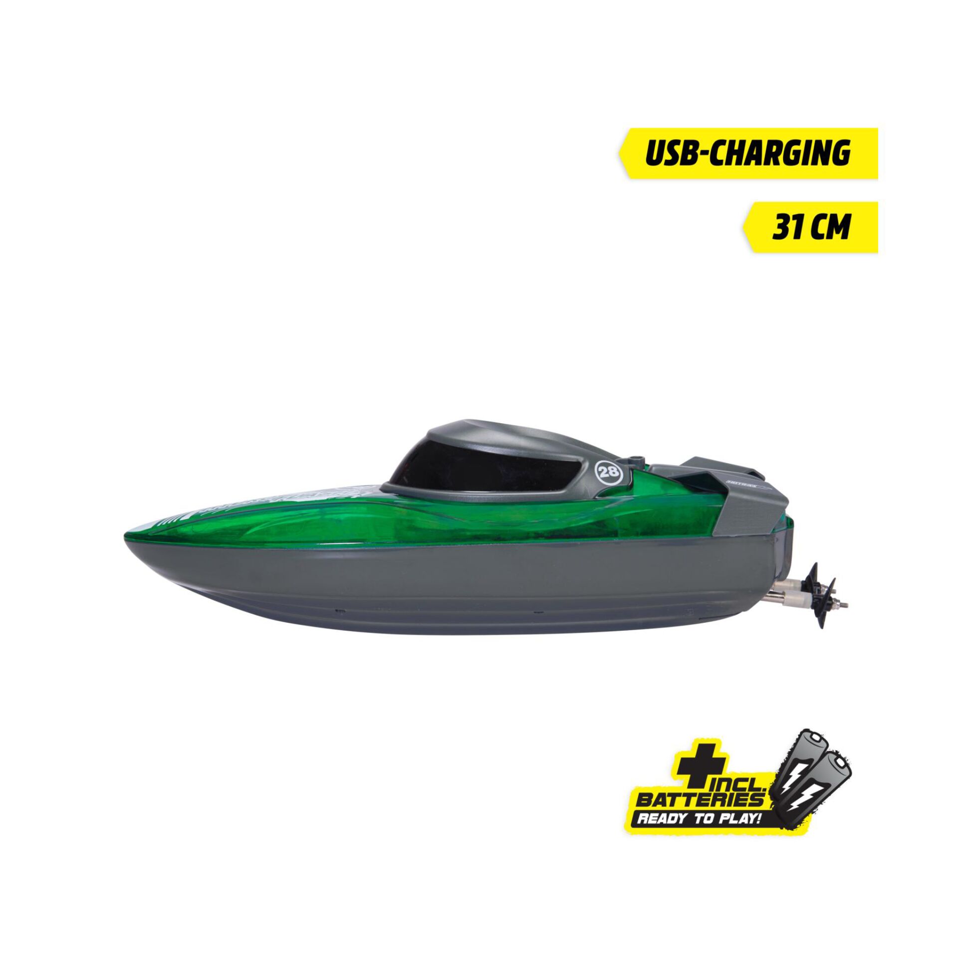RC-Boot, Schnellboot, grünes Boot, Batterie betrieben, USB-Ladung