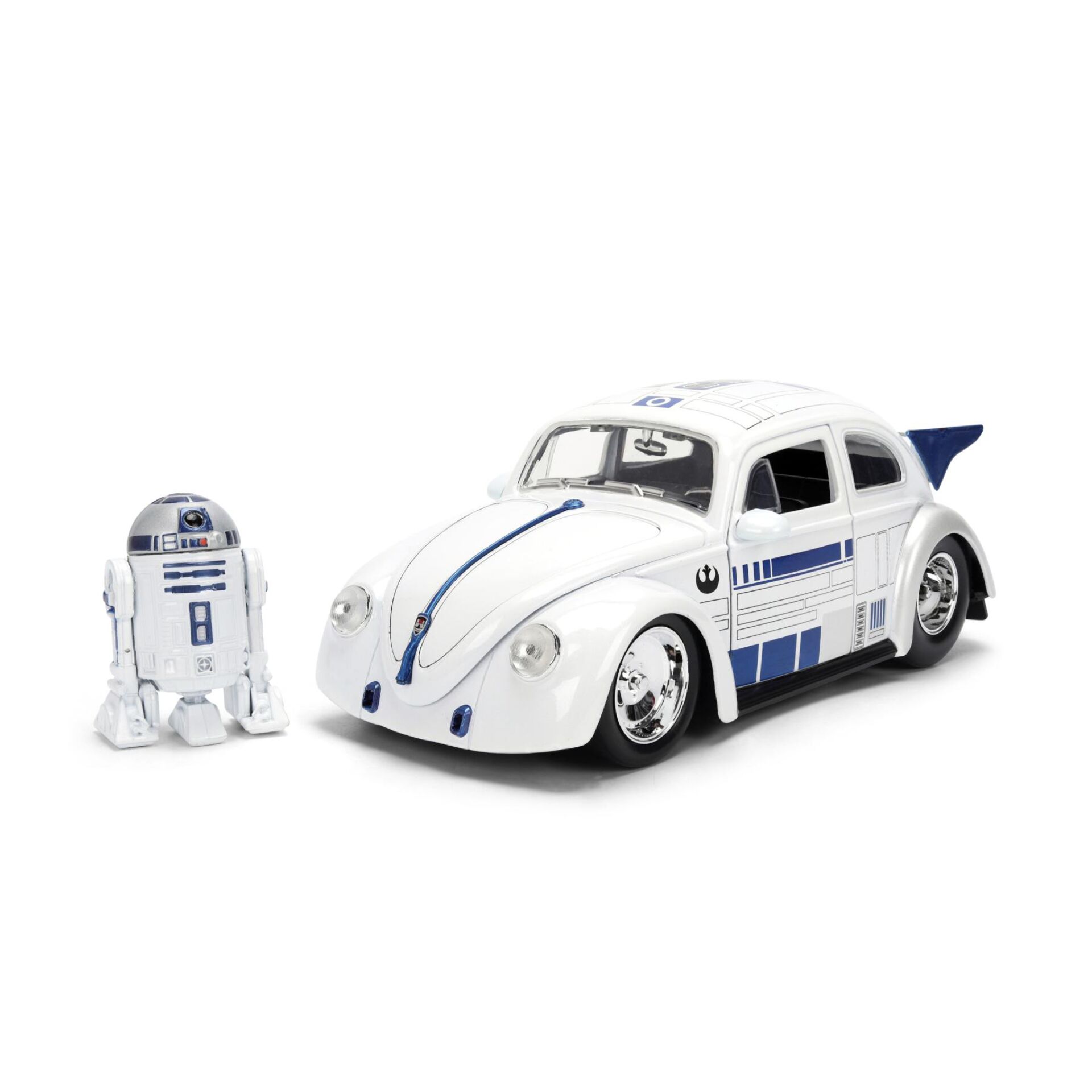 Spielzeugauto, VW Käfer, R2-D2 Begleiter, Weiß, Blau