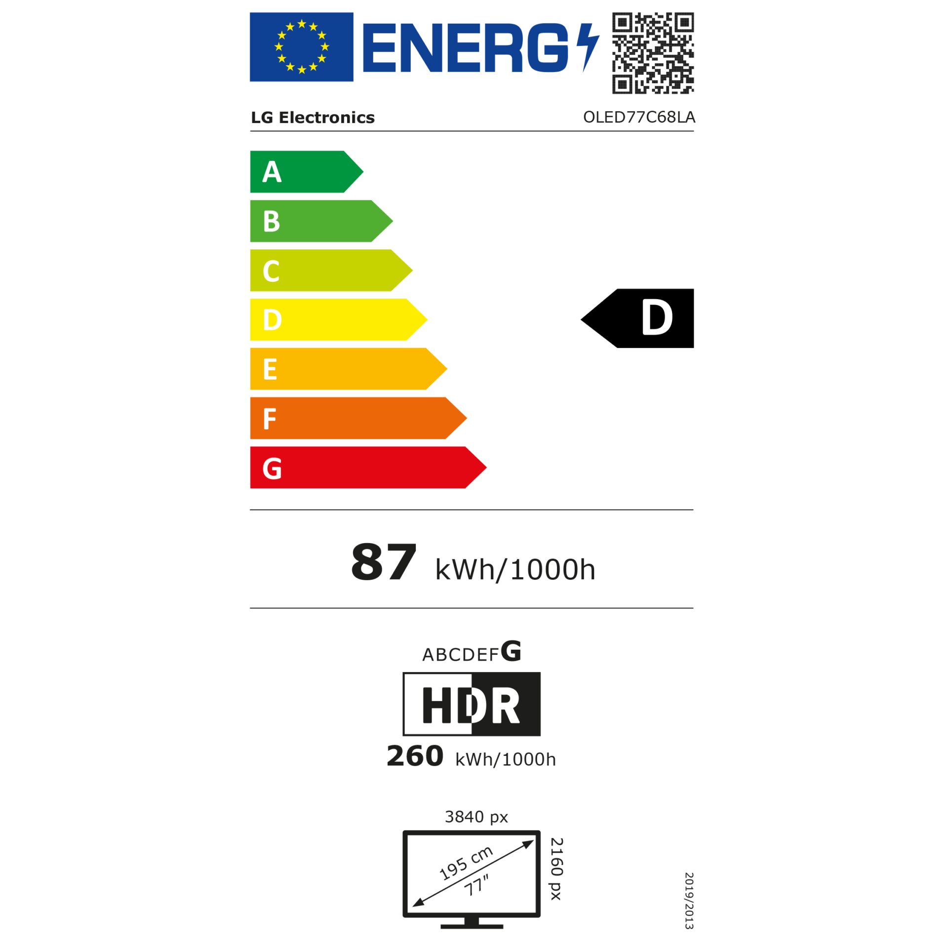 LG OLED77C68LA.AEU – Energieeffizienzklasse D