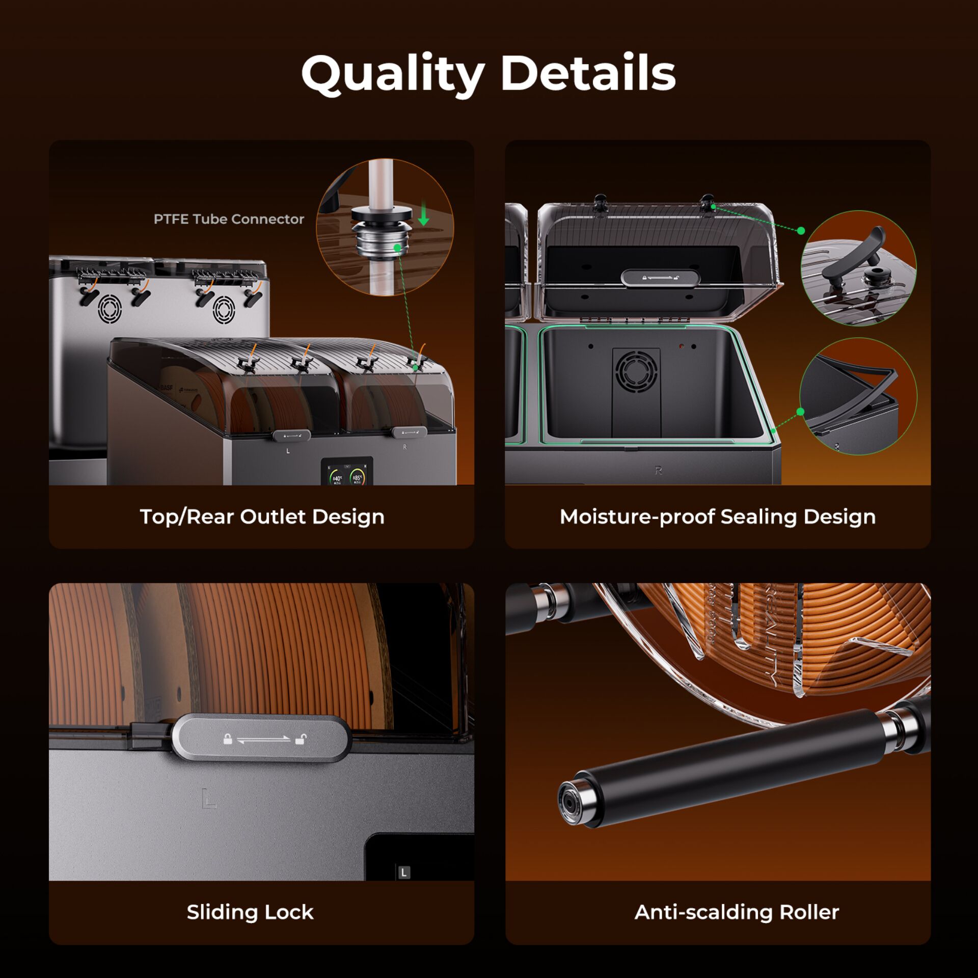 Kühlbox, Top/Rear Outlet, Moisture-proof Sealing, Sliding Lock, Anti-scaling Roller