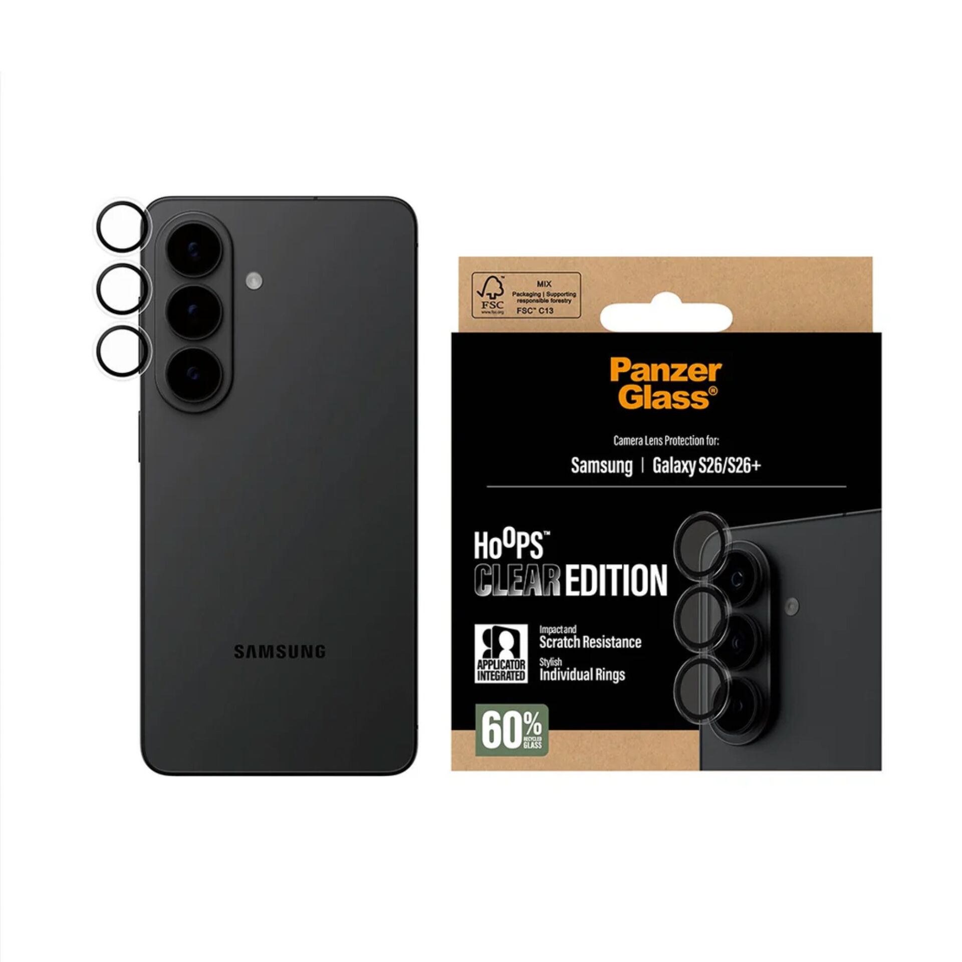 Smartphone, Samsung, Kameralinsen-Schutz, Ringe, Hoops Clear Edition