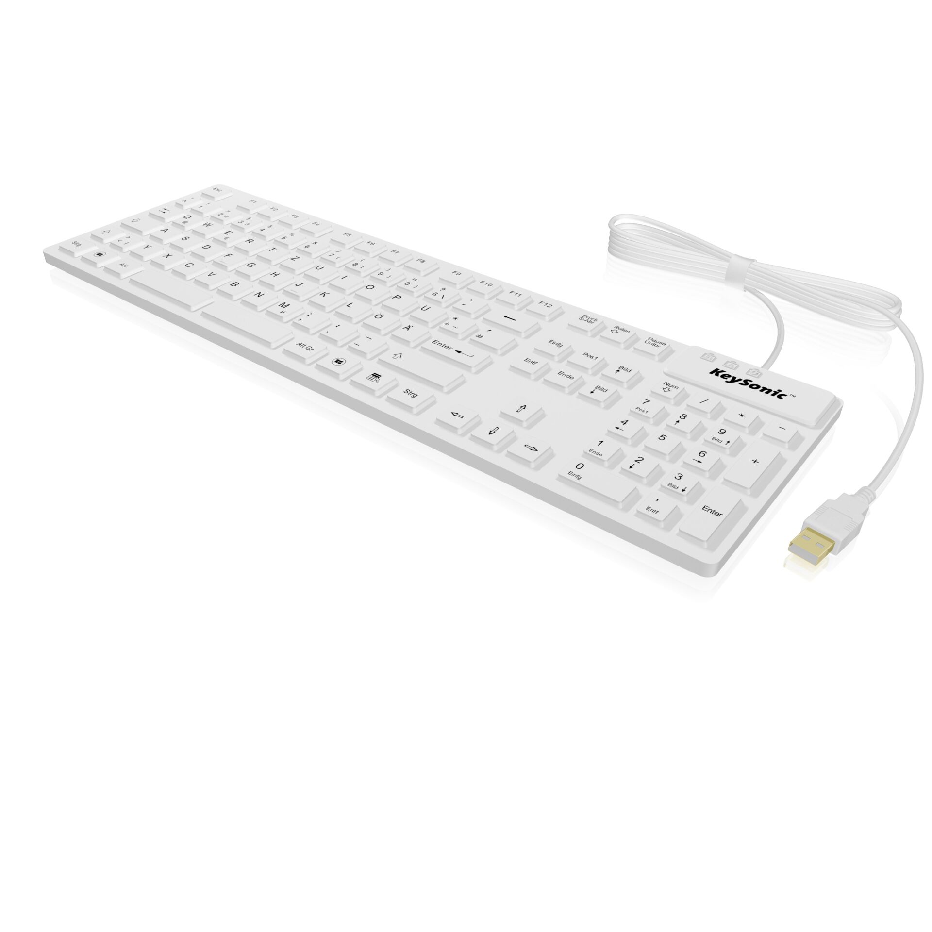 Tastatur, USB-Tastatur, weiß, kabelgebunden, Ziffernblock