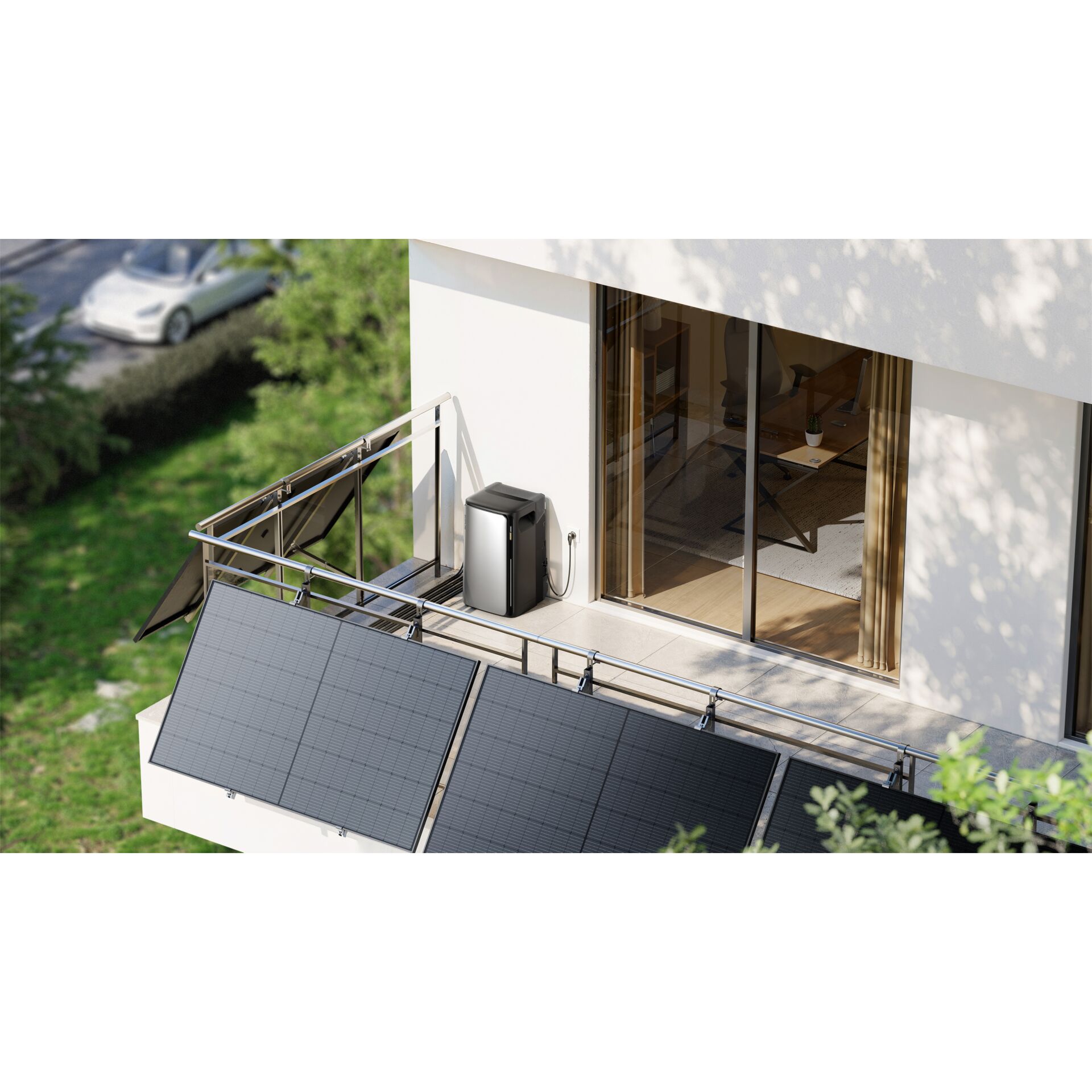 Drinnen, Innenarchitektur, Sonnenkollektoren, Balkon, Auto, Drinnen, Innenarchitektur, Sonnenkollektoren, Balkon, Auto