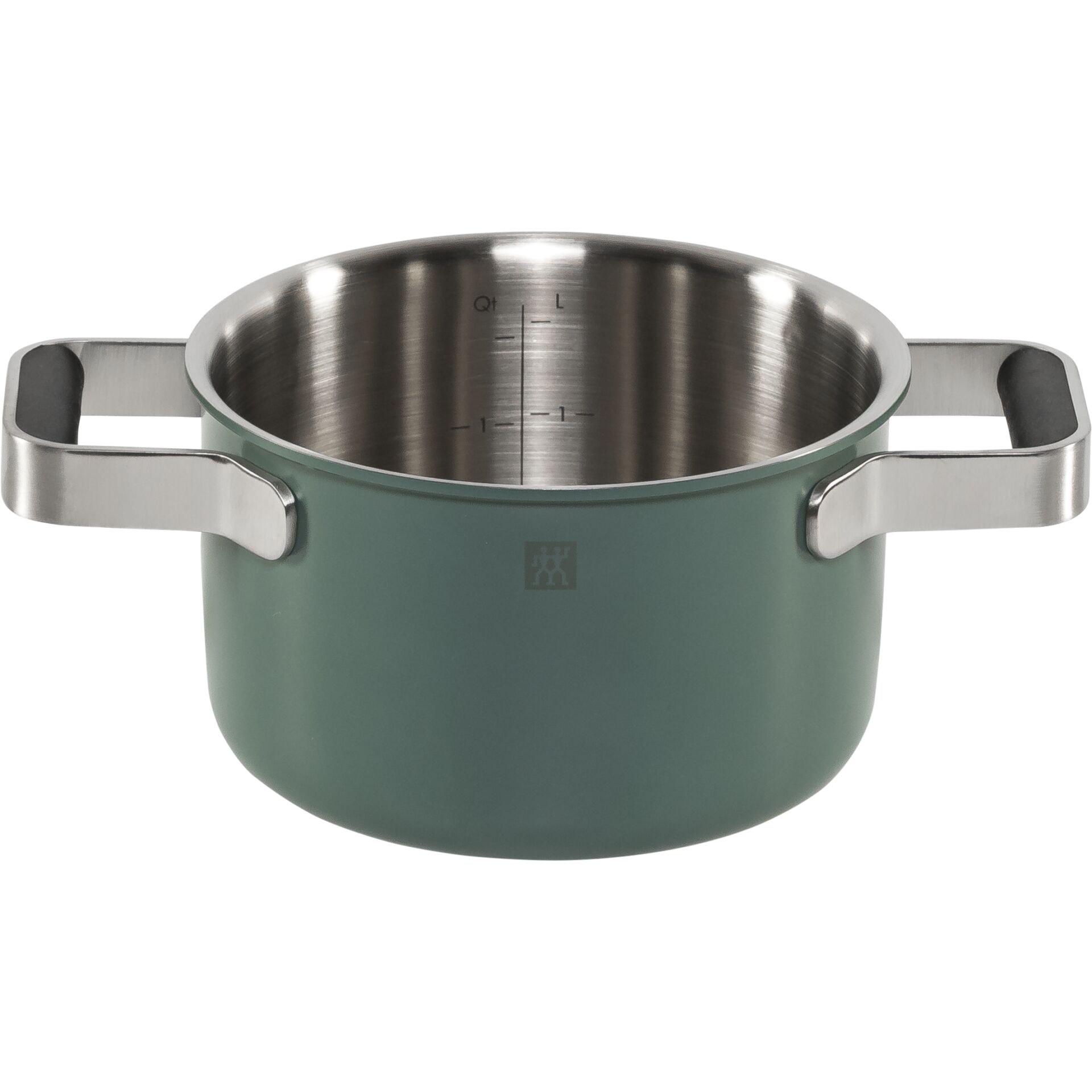 Topf, Kochtopf, Edelstahl, Grün, Messskala