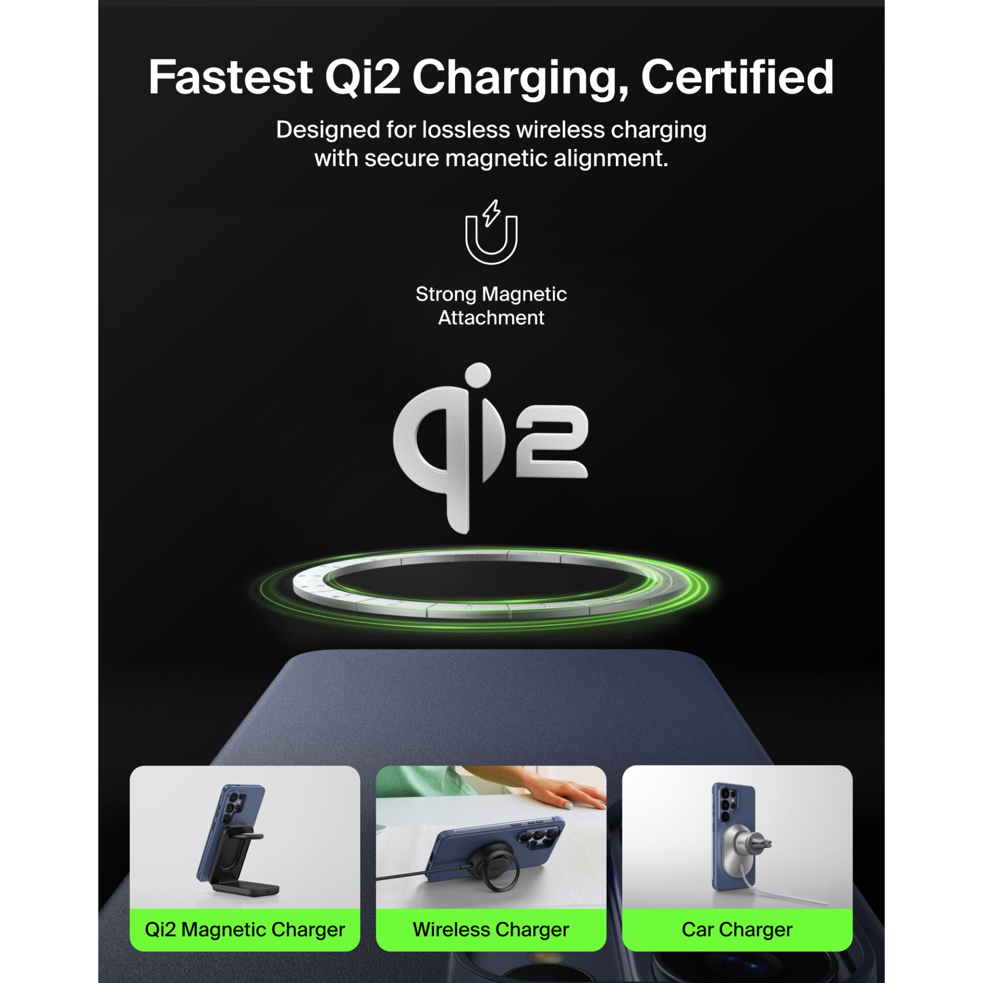 Qi2 Ladegerät, Magnetischer Lade, kabelloses Ladegerät, Car Charger, Ladegerät Halterung
