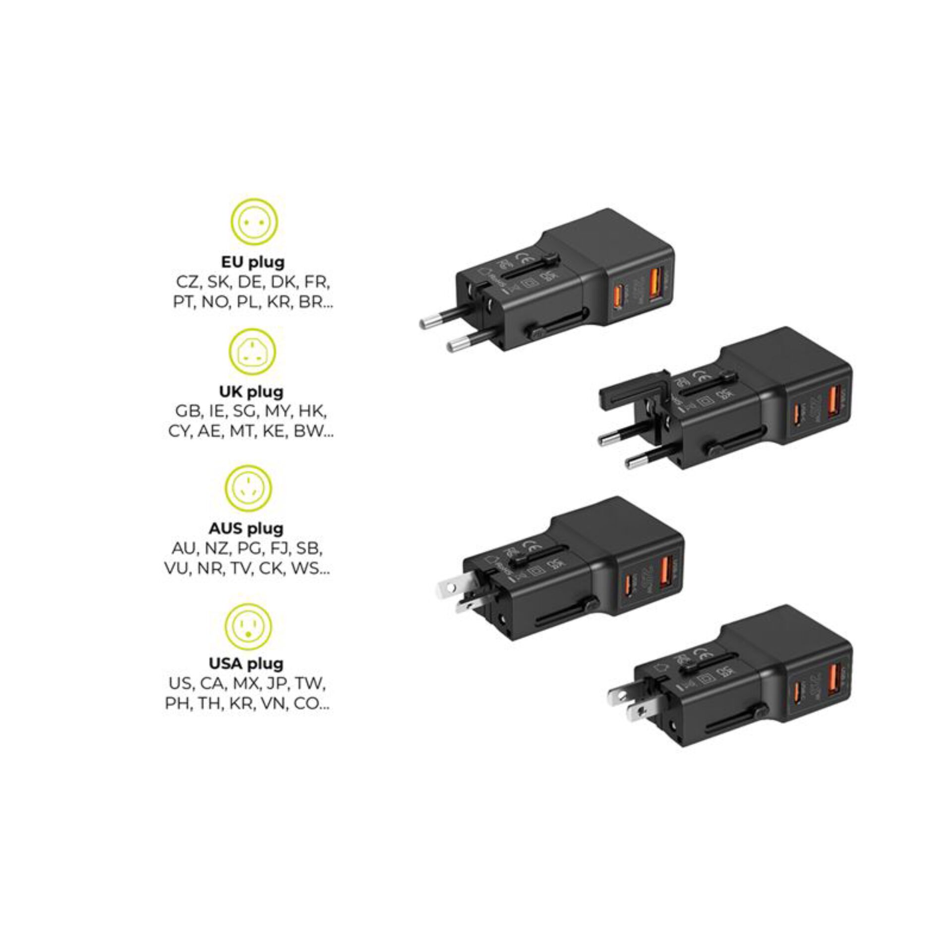 USB-Ladegerät, EU-Stecker, UK-Stecker, AUS-Stecker, USA-Stecker