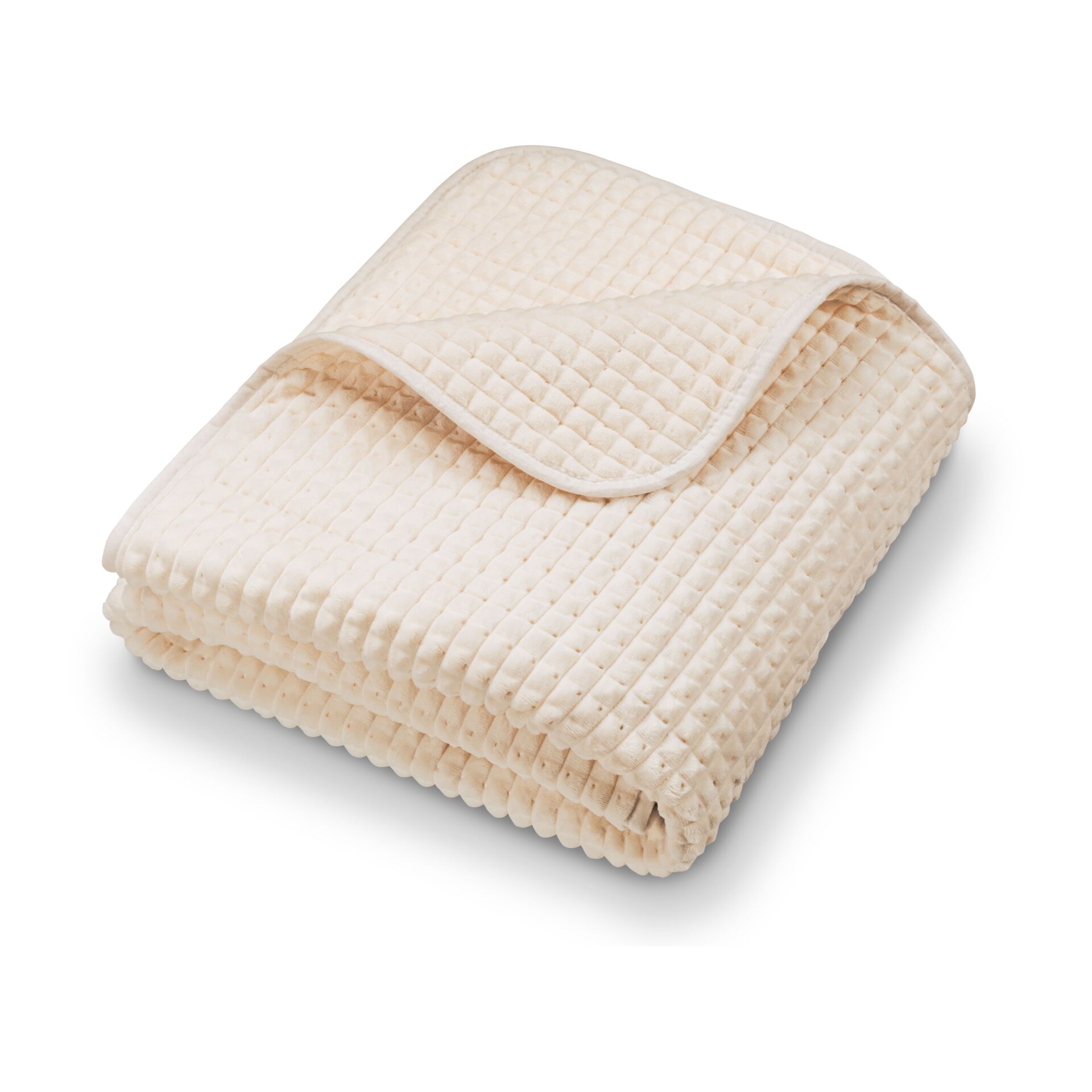 Decke, Kuscheldecke, Waffelmuster, Plüsch, Beige